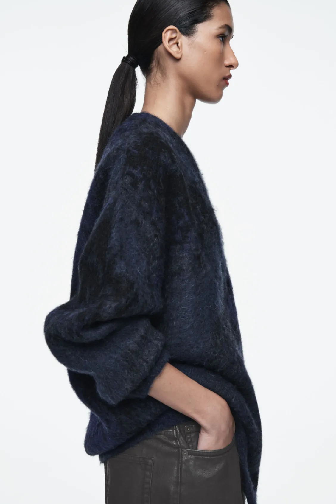 COS ALPACA-BLEND JACQUARD CARDIGAN BLUE Hot