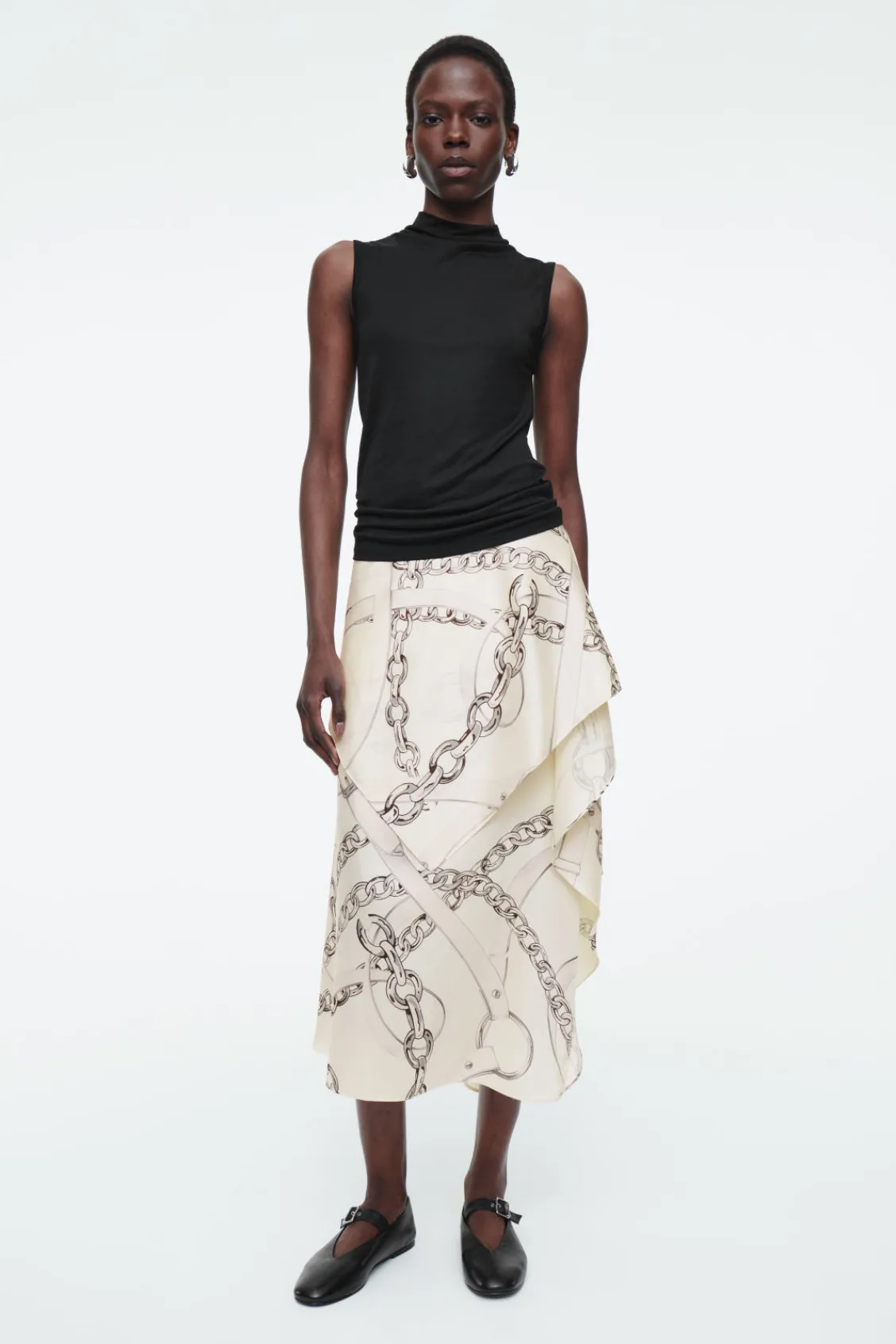 COS ASYMMETRIC DRAPED SKIRT WHITE Store