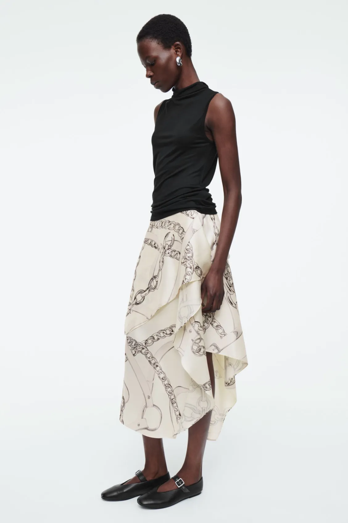 COS ASYMMETRIC DRAPED SKIRT WHITE Store