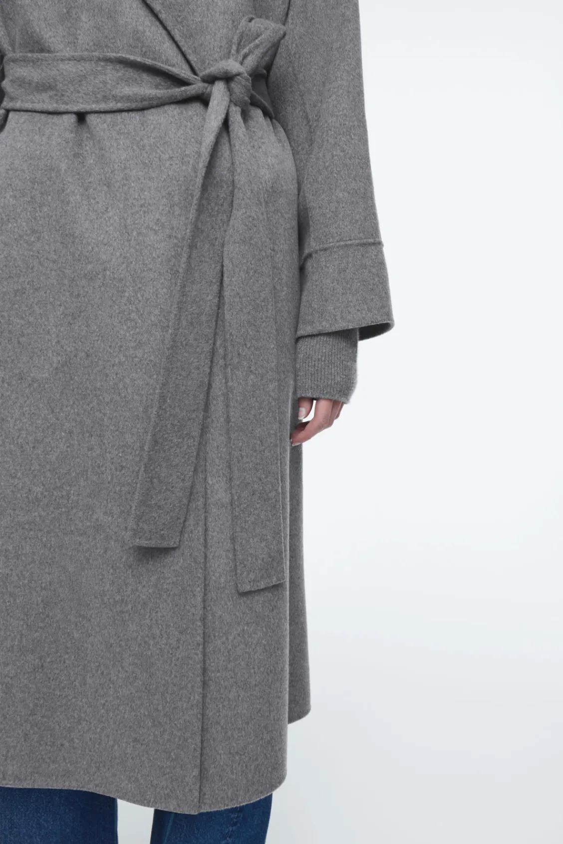 COS BELTED DOUBLE-FACED WOOL COAT GRAY Cheap