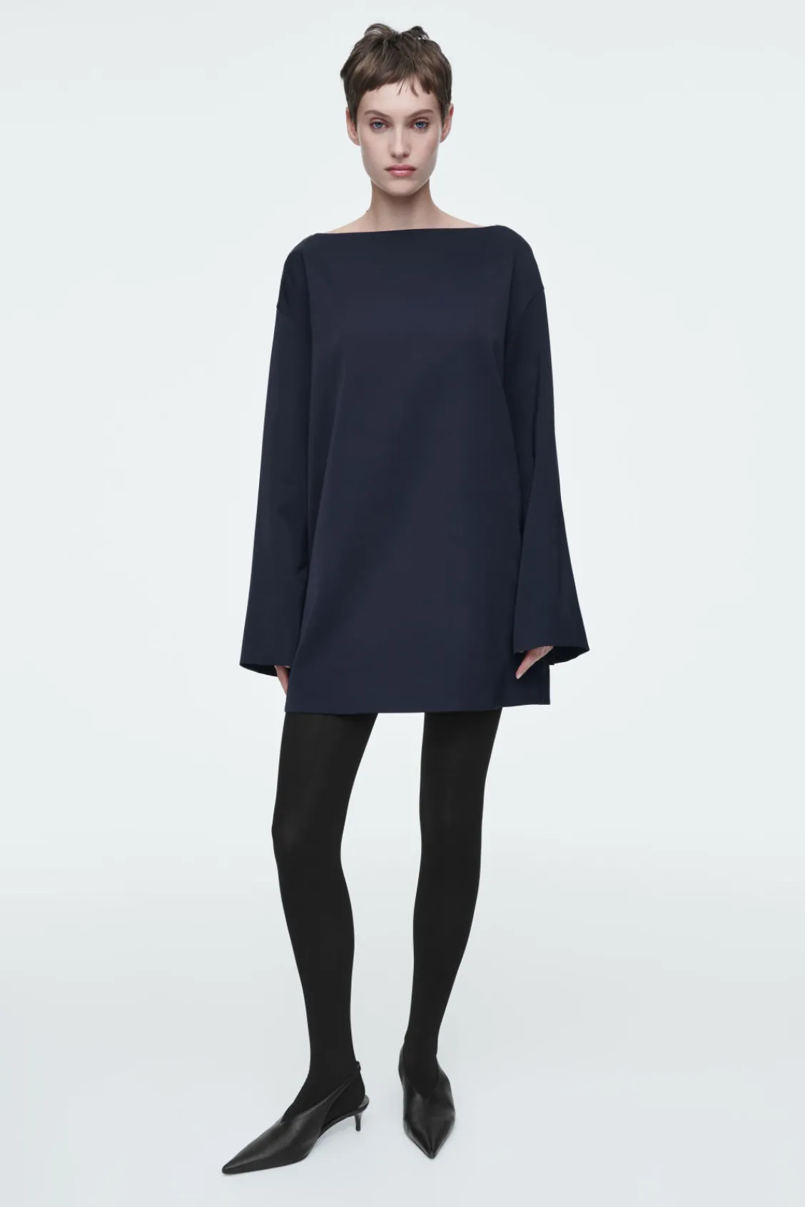 COS BOAT-NECK MINI DRESS NAVY Cheap