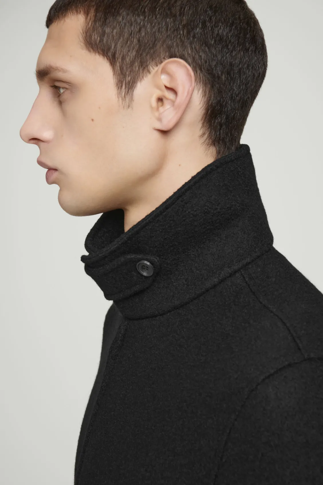 COS BOILED MERINO WOOL AVIATOR JACKET BLACK Outlet