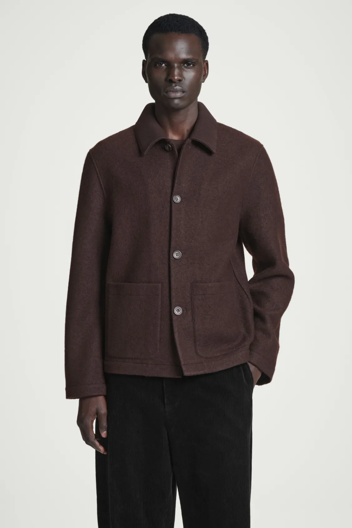 COS BOILED-WOOL CHORE JACKET DARK BROWN Shop