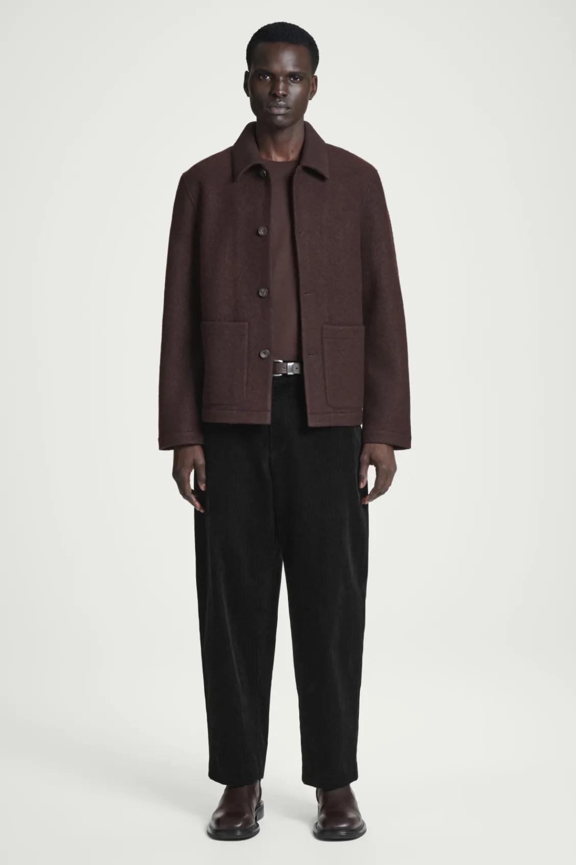 COS BOILED-WOOL CHORE JACKET DARK BROWN Shop