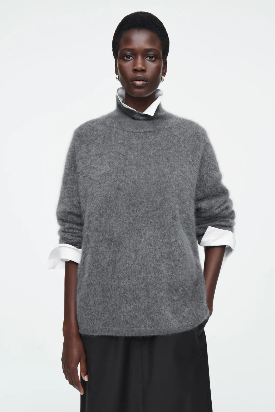 COS BRUSHED-CASHMERE TURTLENECK SWEATER CHARCOAL Sale