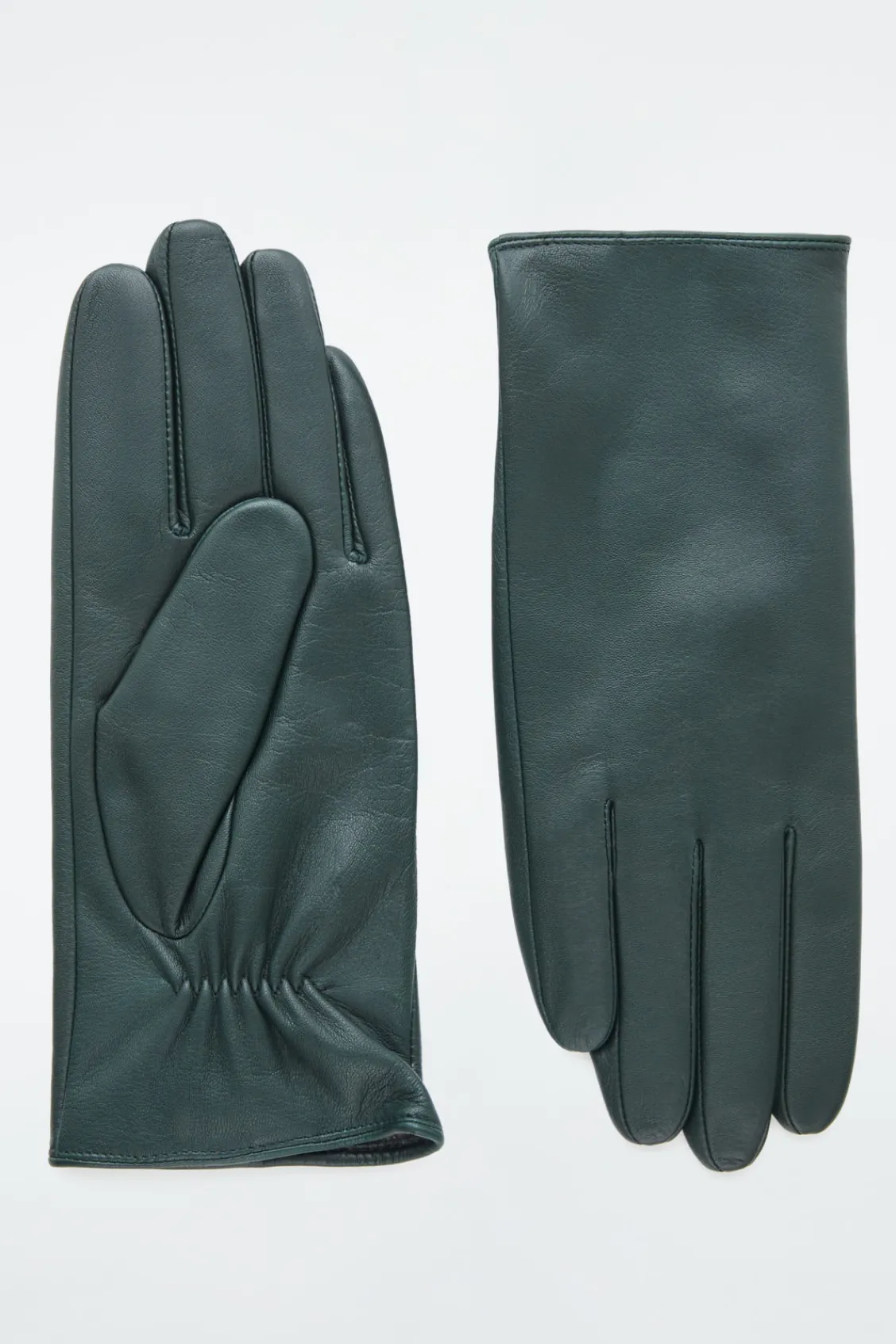 COS CASHMERE-LINED LEATHER GLOVES DARK GREEN Clearance