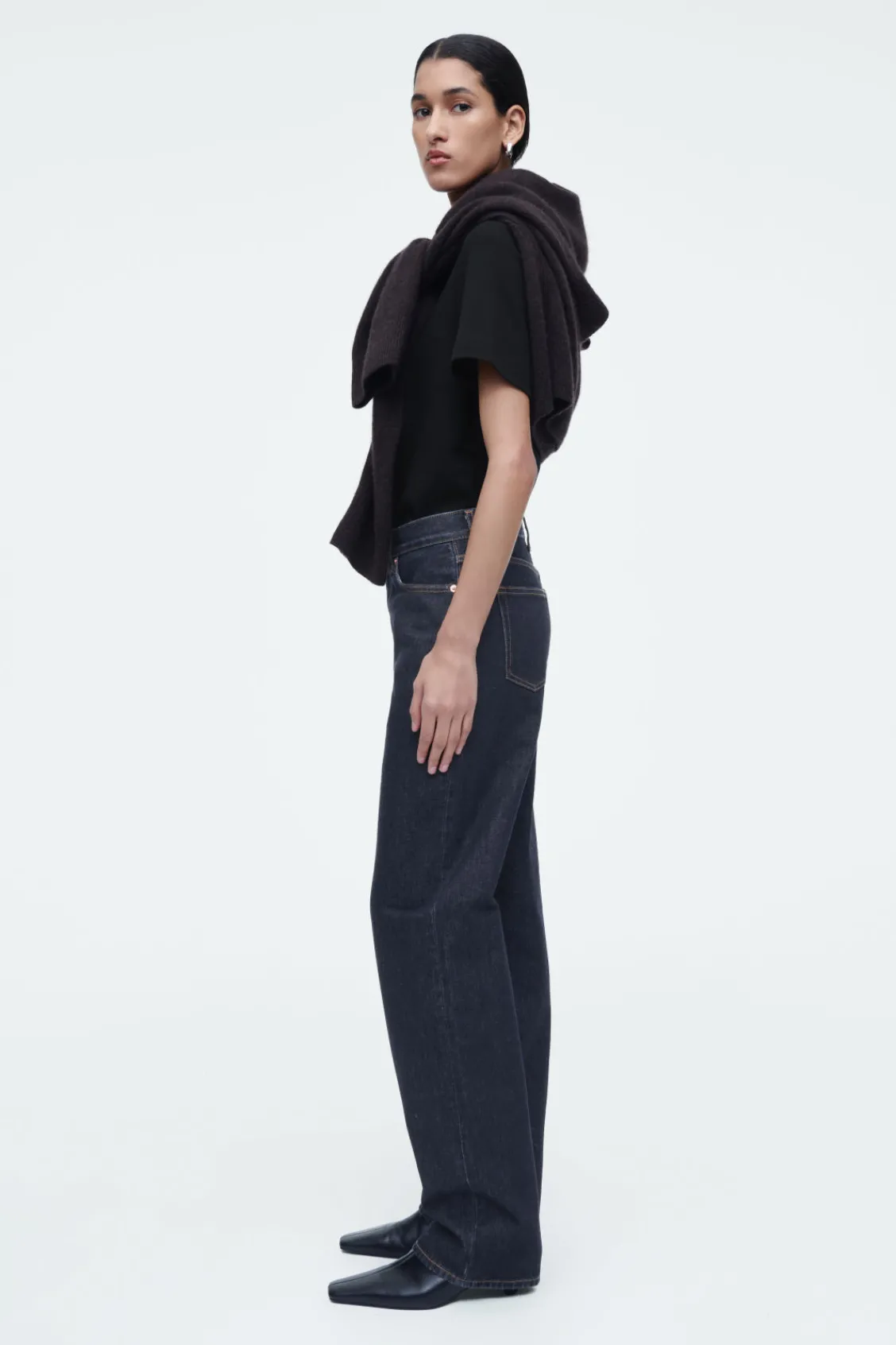 COS COLUMN STRAIGHT-LEG JEANS DARK BLUE Best Sale