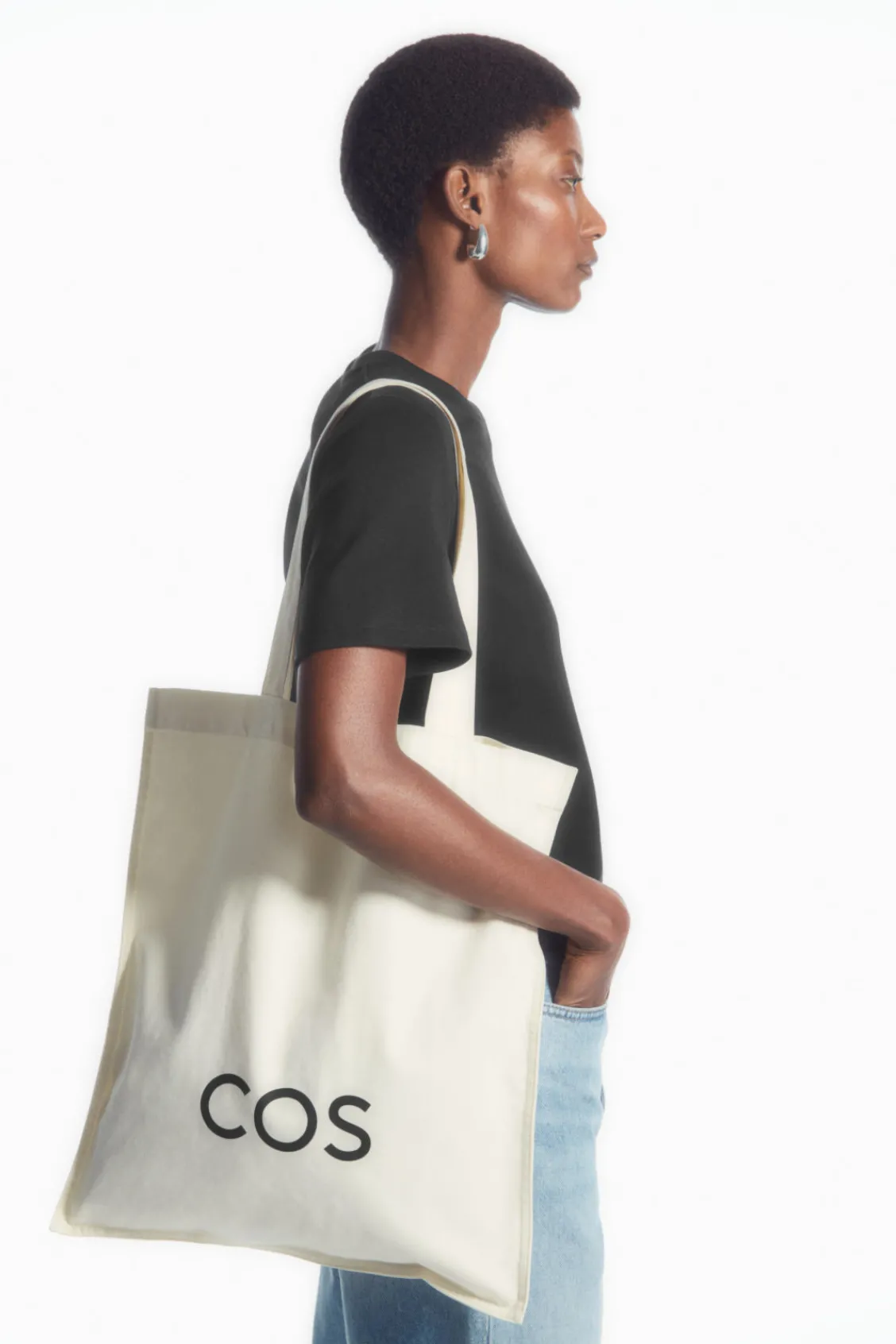 COS EQUALITY CANVAS TOTE BAG WHITE Sale