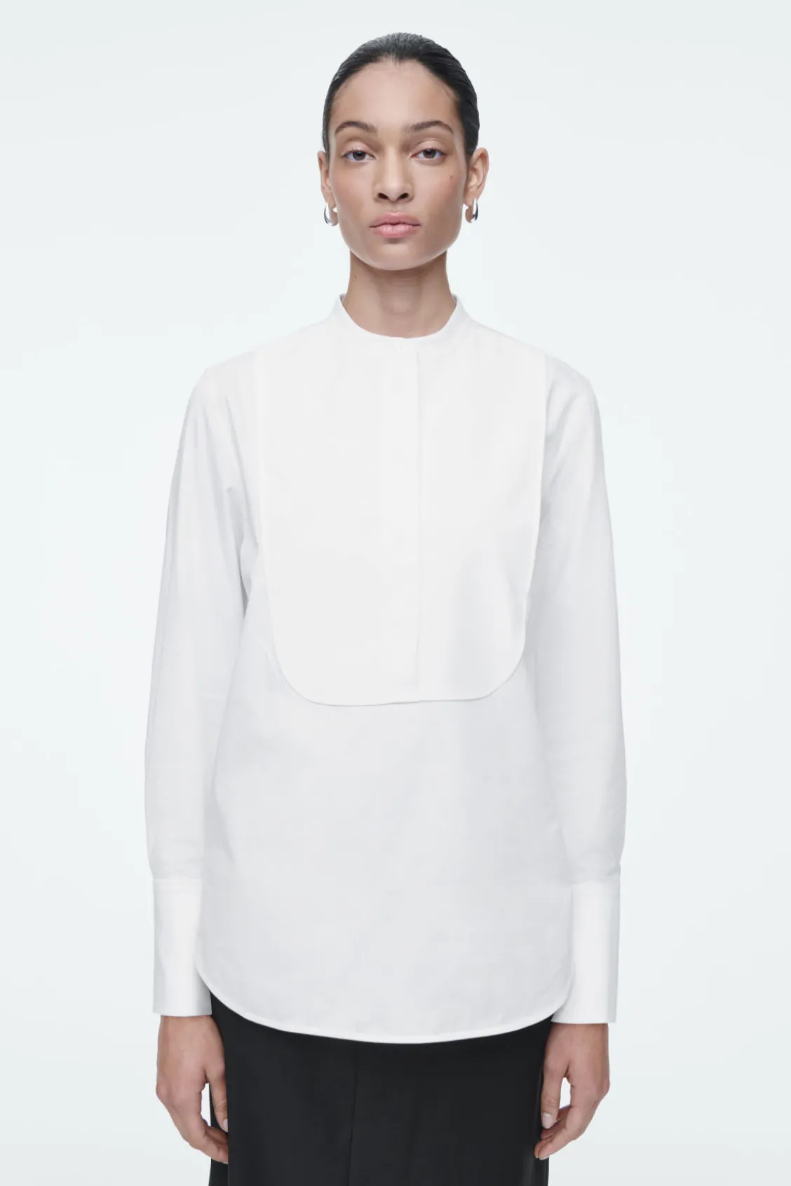 COS COTTON TUXEDO SHIRT WHITE Hot