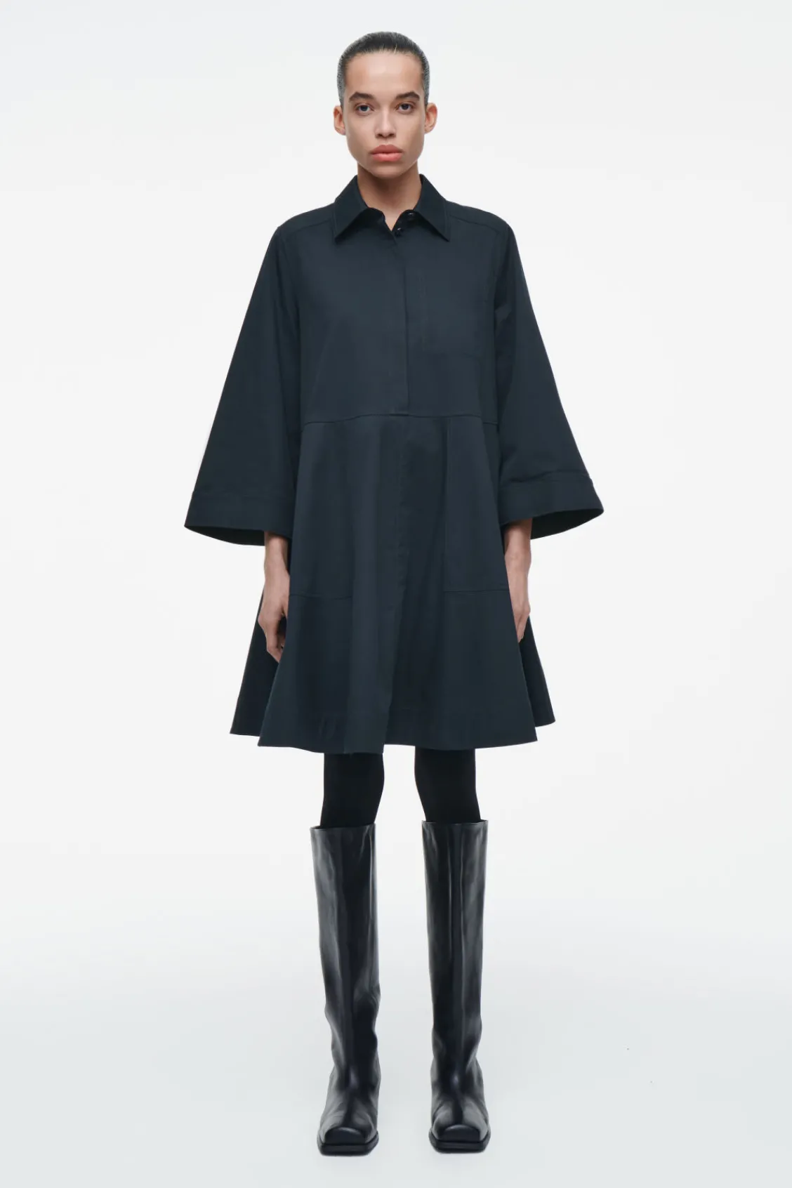 COS COTTON UTILITY SHIRT DRESS NAVY Hot