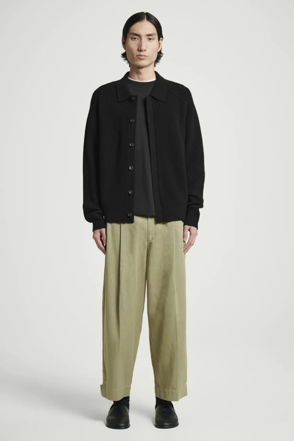 COS CROPPED BARREL-LEG PANTS KHAKI Hot