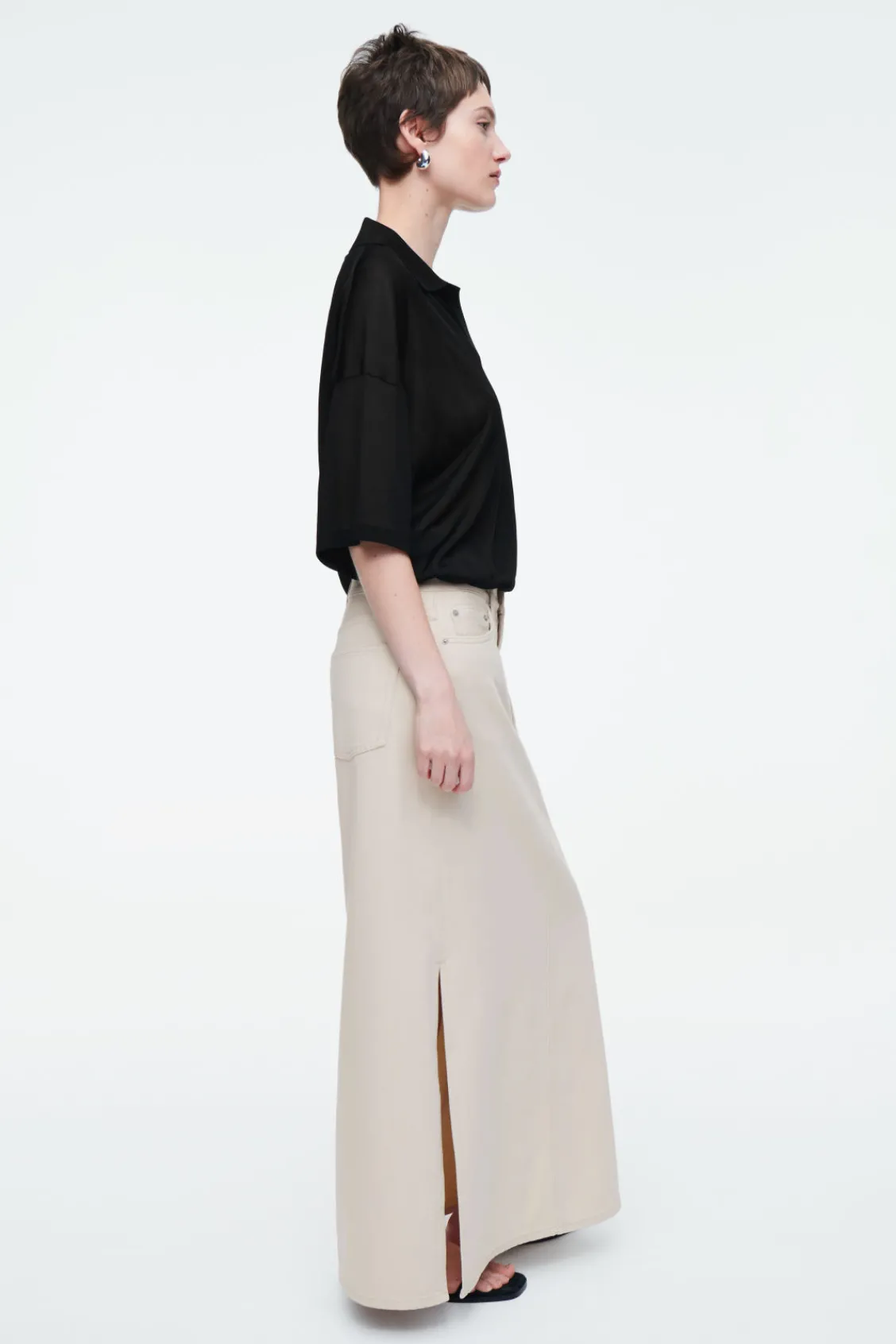 COS DENIM MAXI SKIRT IVORY Fashion