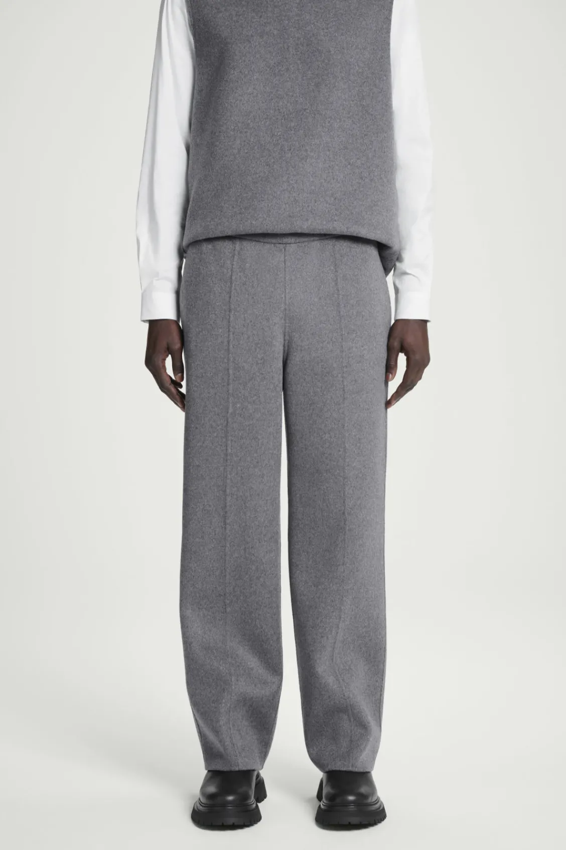 COS DOUBLE-FACED WOOL PANTS GRAY Store