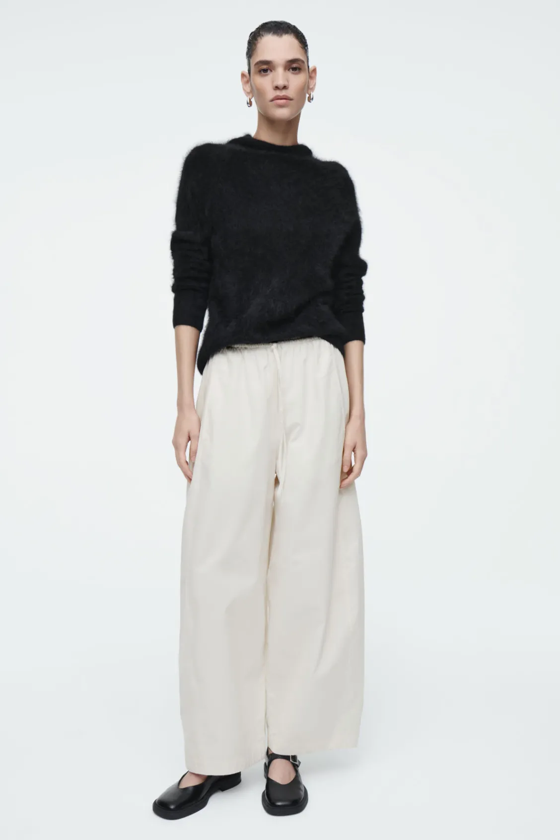 COS ELASTICATED BARREL-LEG PANTS OFF-WHITE Best