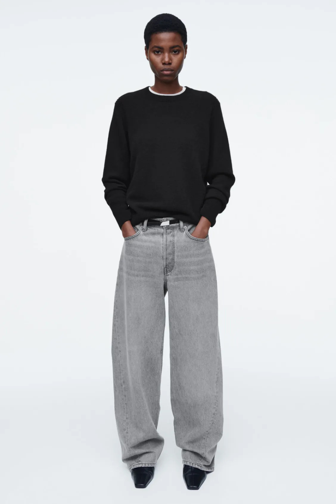 COS FACADE STRAIGHT-LEG JEANS GRAY Discount