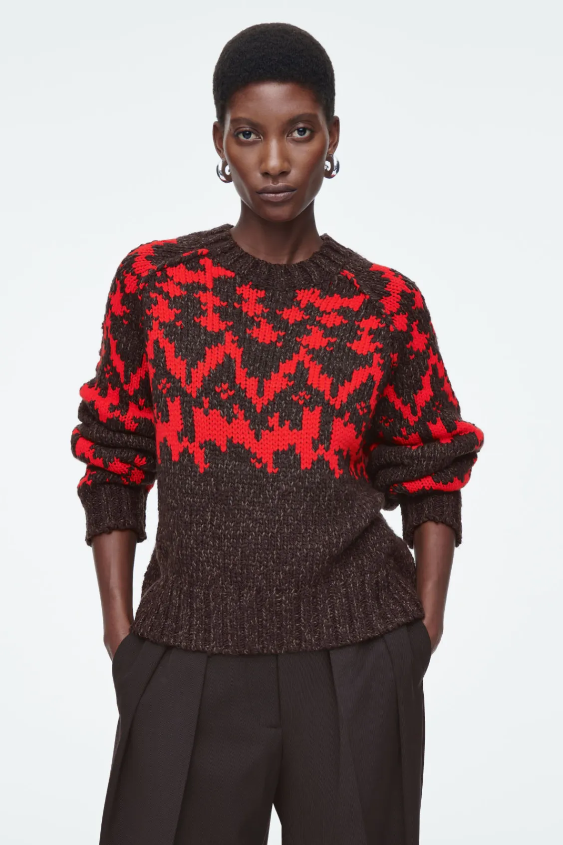 COS FAIR-ISLE WOOL SWEATER BROWN / RED Fashion