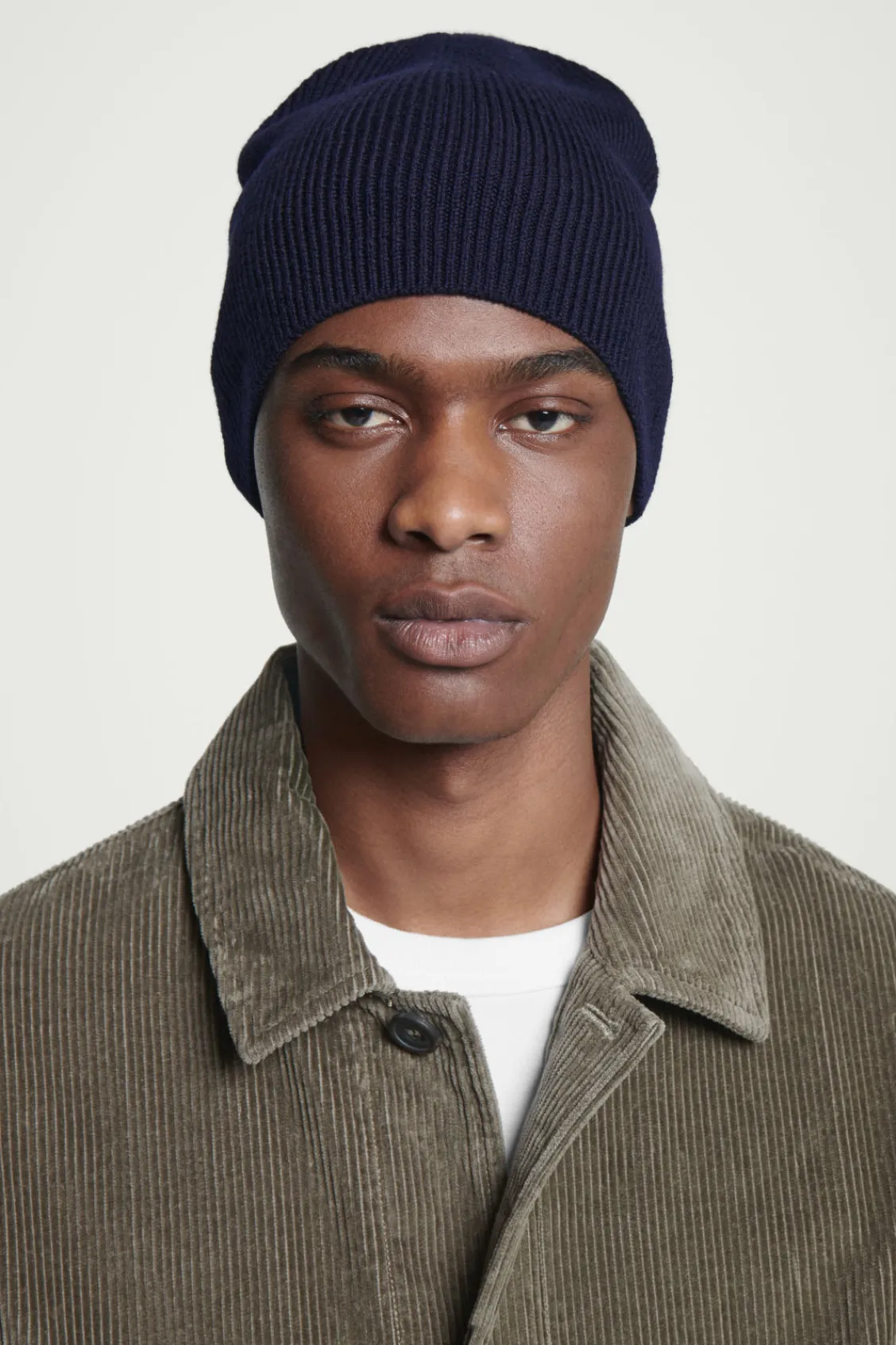 COS FITTED MERINO WOOL BEANIE NAVY Online