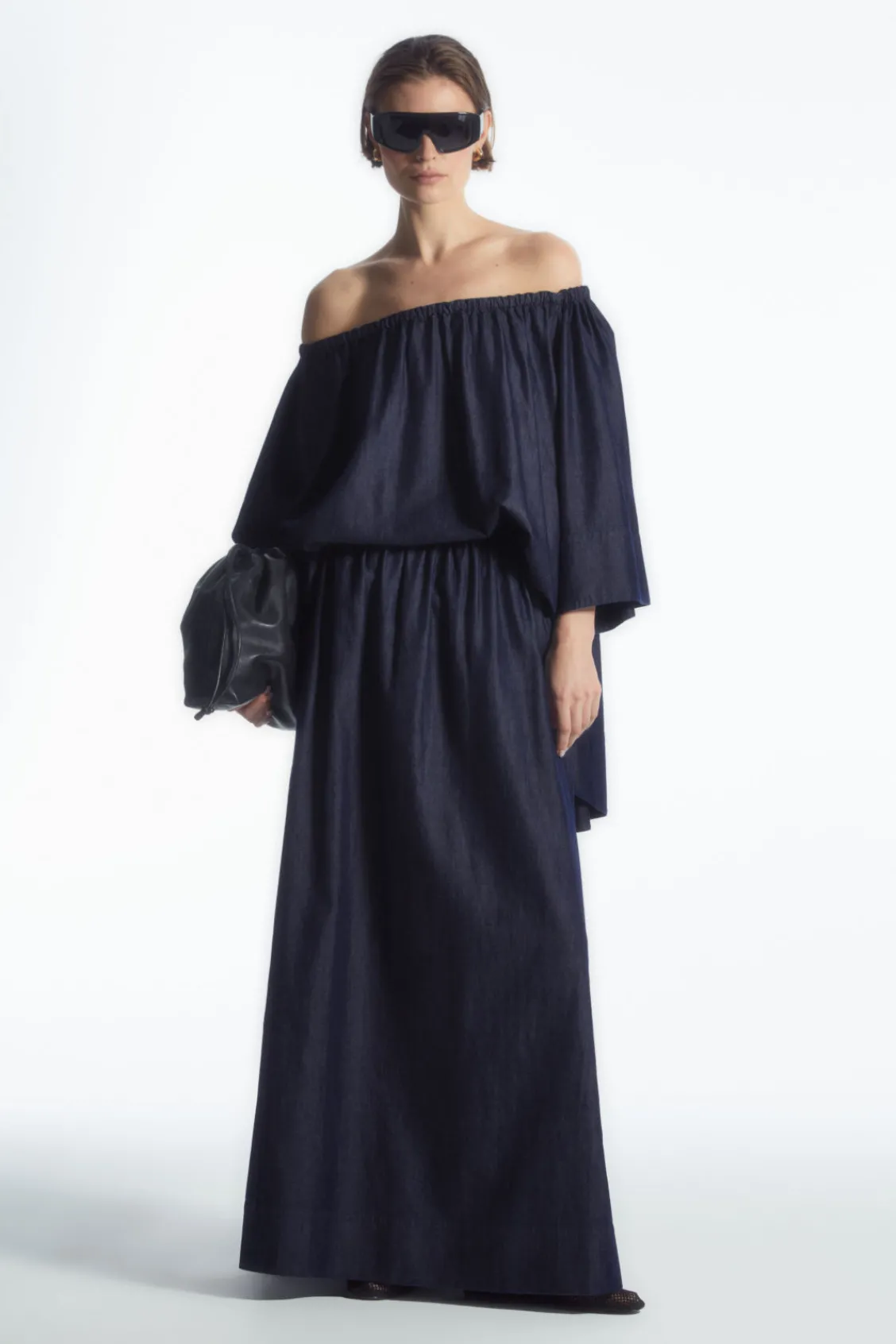 COS GATHERED DENIM MAXI SKIRT DARK BLUE Online