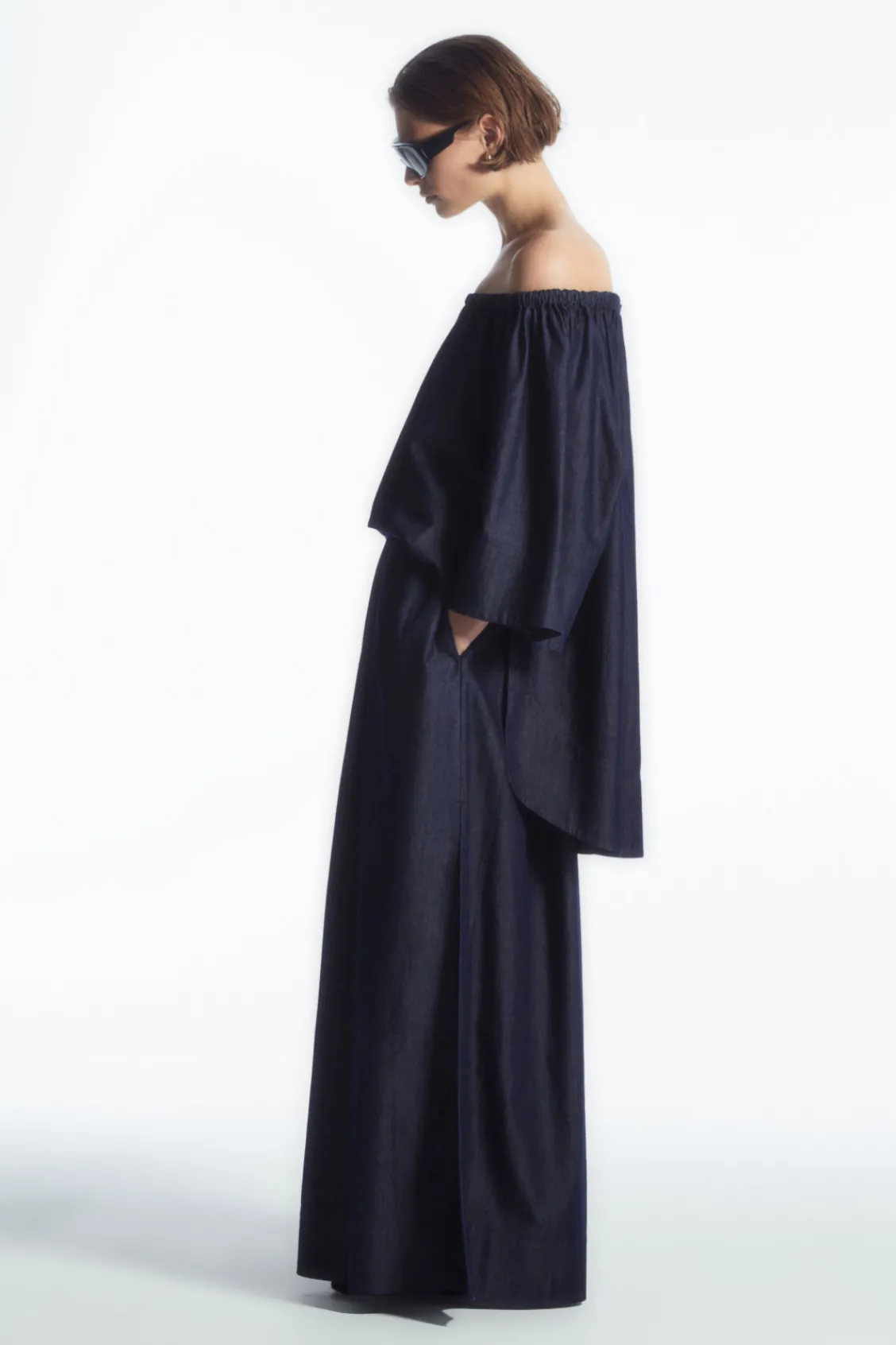 COS GATHERED DENIM MAXI SKIRT DARK BLUE Online