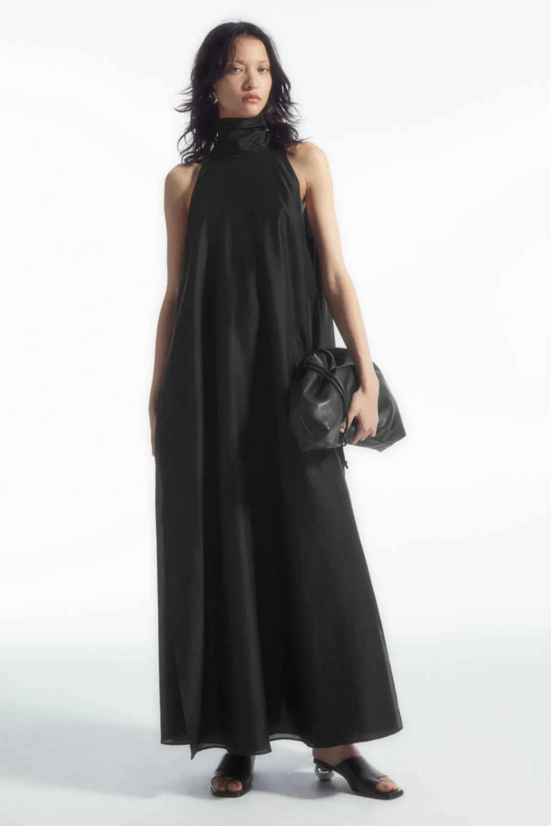 COS HALTERNECK A-LINE MAXI DRESS BLACK Best