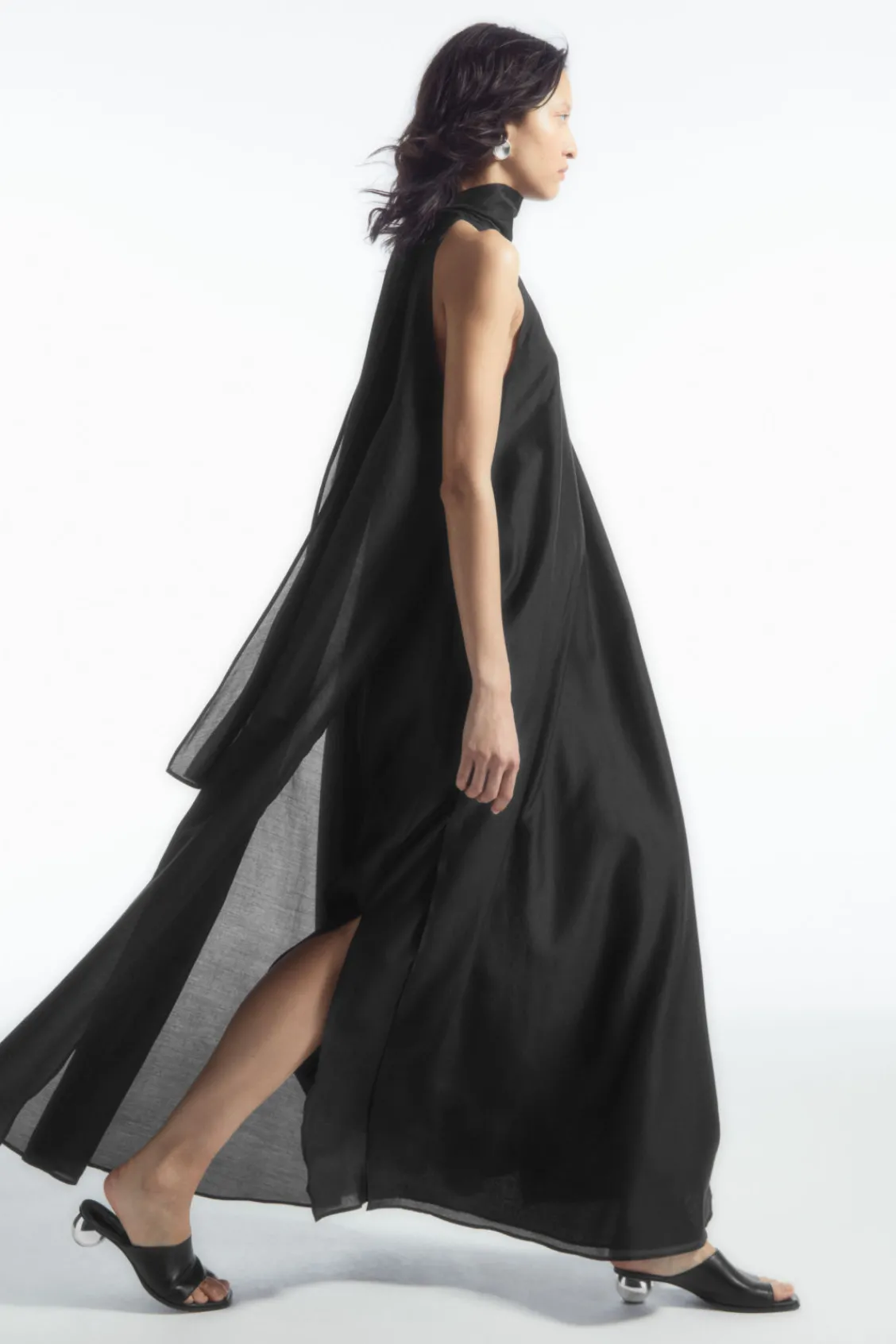 COS HALTERNECK A-LINE MAXI DRESS BLACK Best