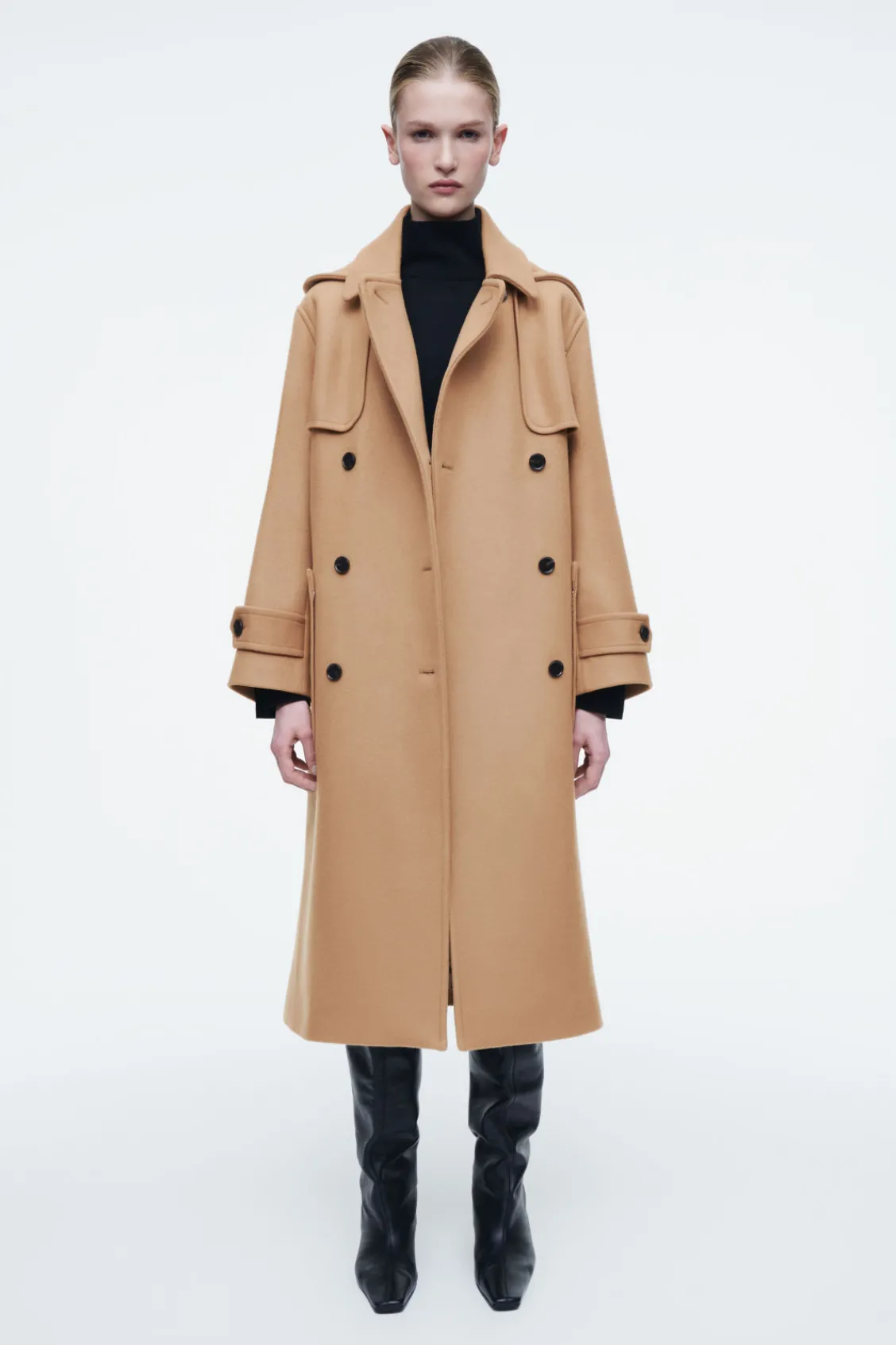 COS HOODED WOOL DUFFLE COAT CAMEL Shop