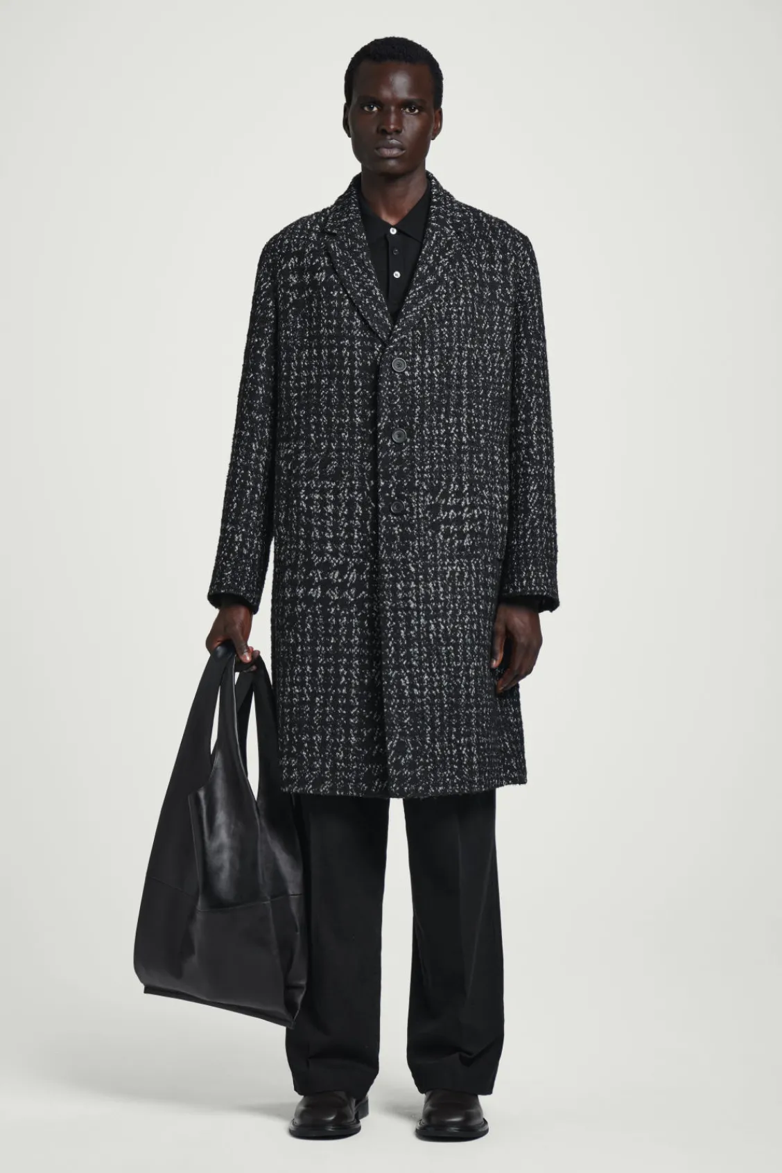 COS HOUNDSTOOTH BOUCLÉ OVERCOAT BLACK / HOUNDSTOOTH Online