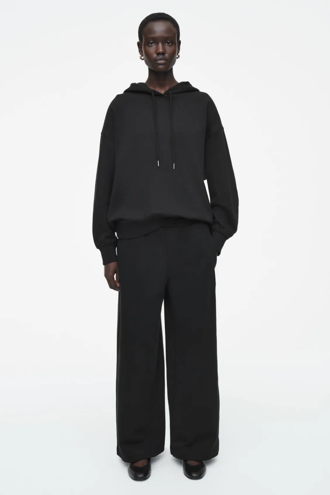 COS JERSEY WIDE-LEG JOGGERS BLACK Outlet