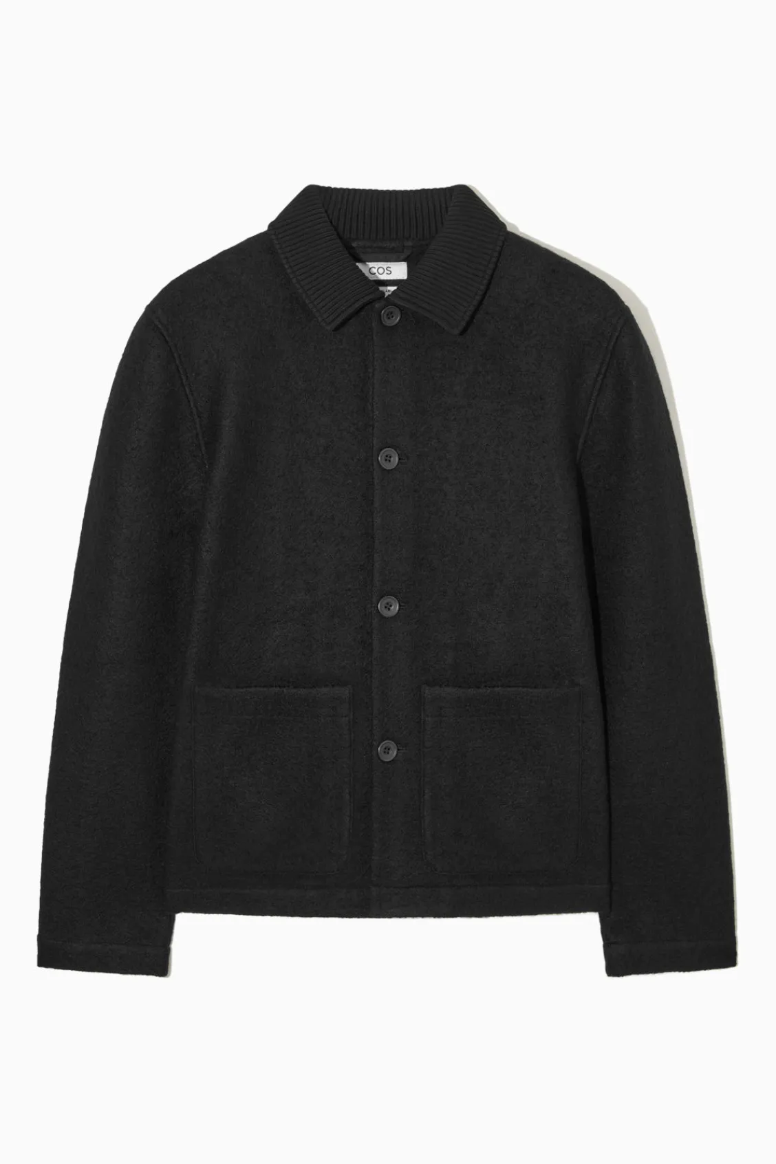 COS KNITTED-COLLAR WORKWEAR JACKET BLACK Best Sale