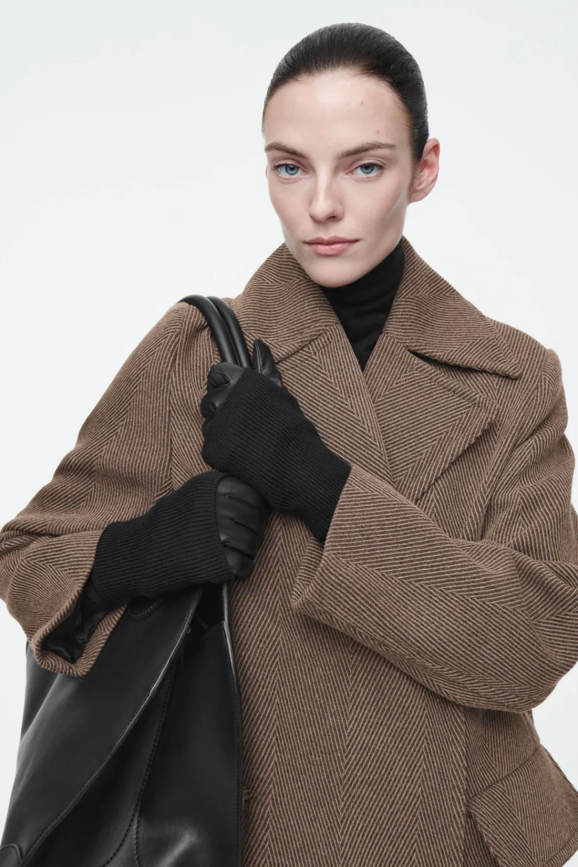 COS LAYERED LEATHER GLOVES BLACK Cheap