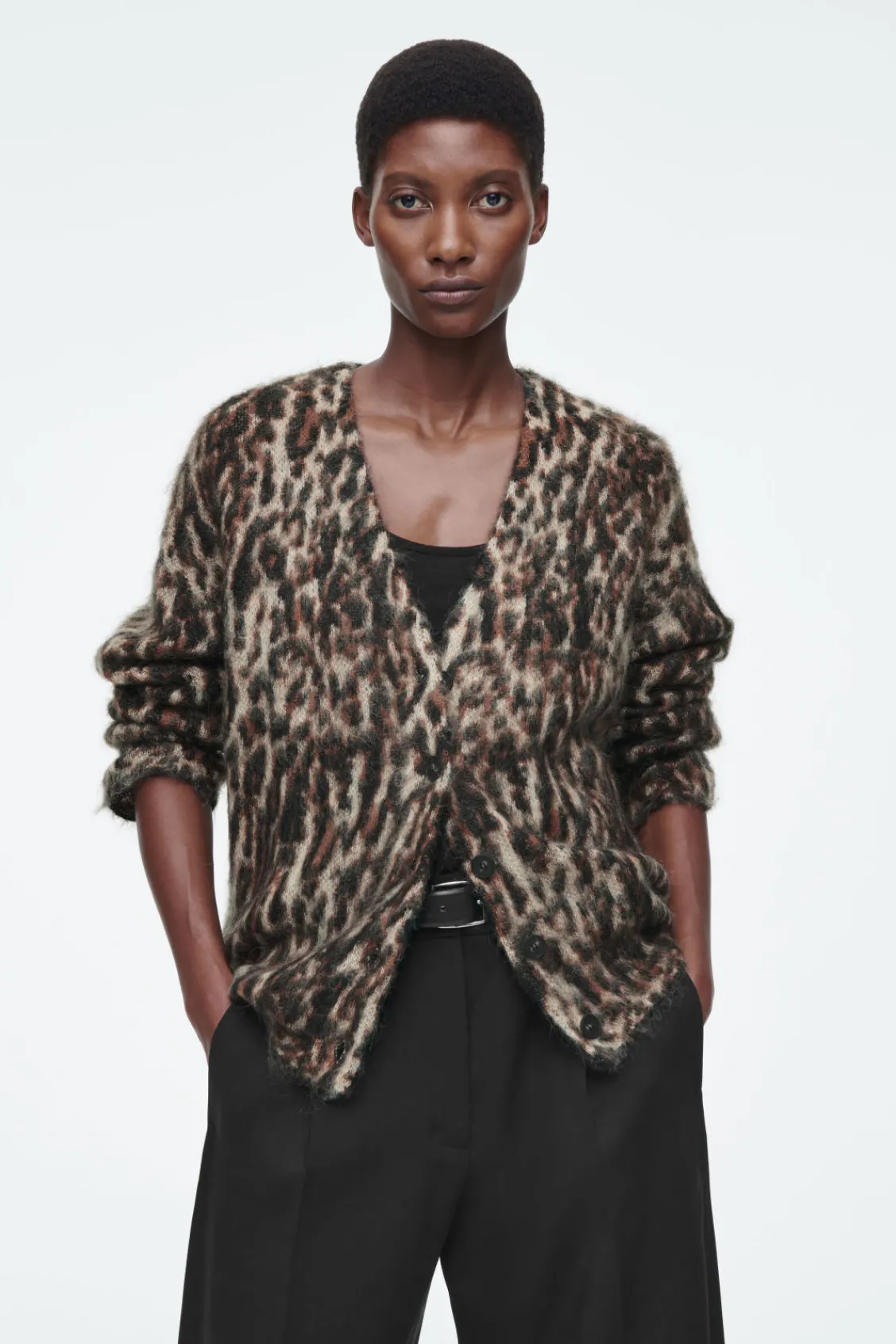 COS -PRINT MOHAIR-BLEND CARDIGAN LEOPARD Best