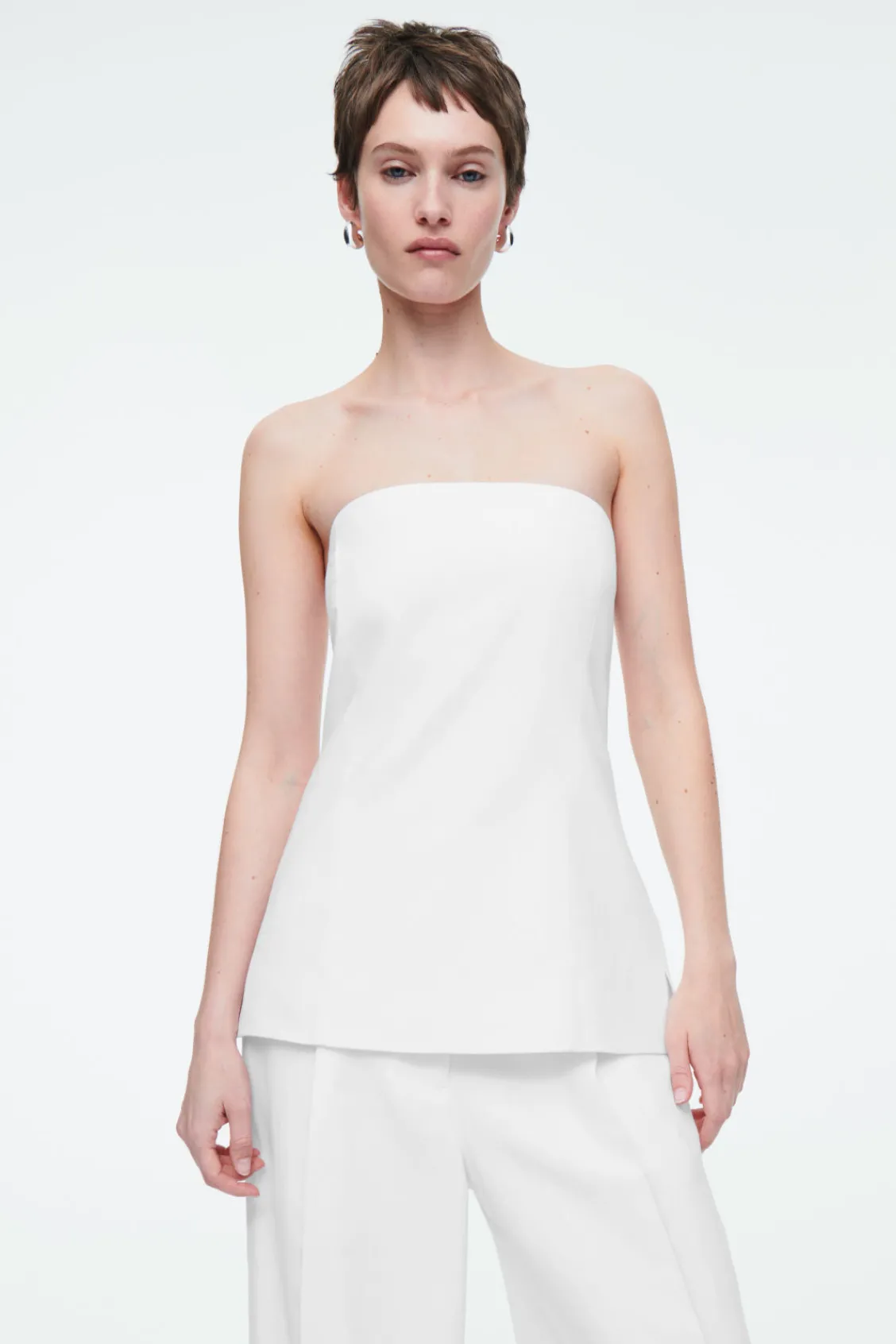 COS LINEN BUSTIER TOP WHITE Discount