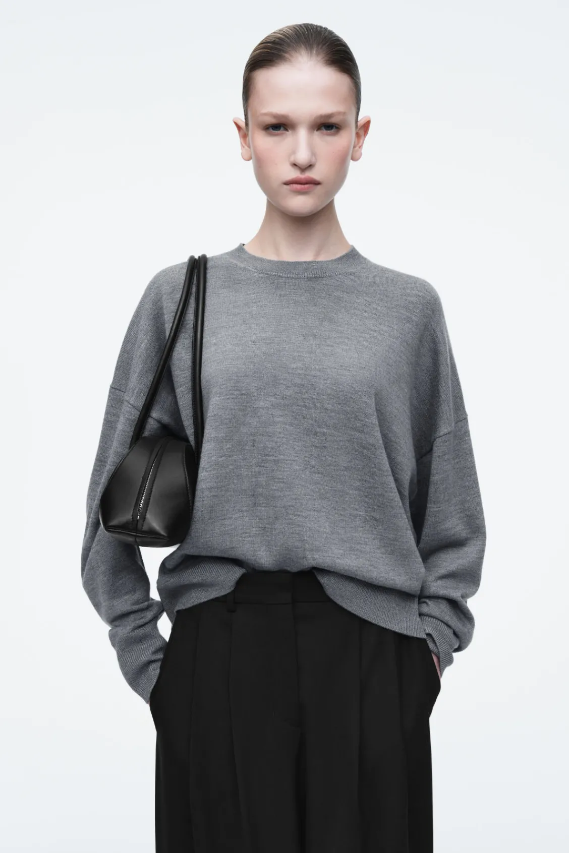 COS MERINO WOOL CREW-NECK JUMPER GRAY MÉLANGE Outlet