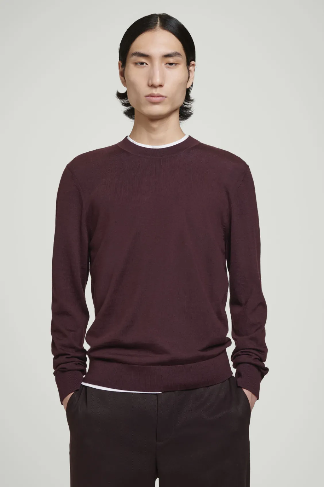 COS MERINO WOOL CREW-NECK SWEATER BURGUNDY Best