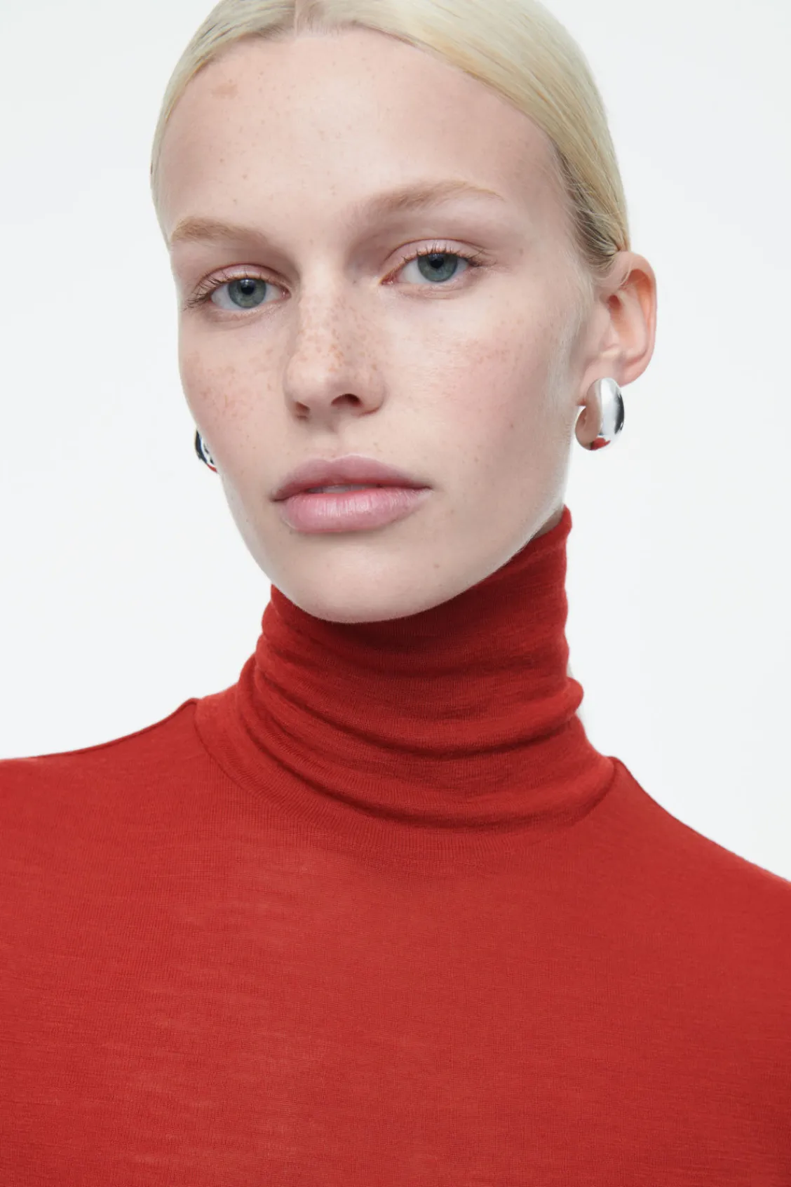 COS MERINO WOOL TURTLENECK TOP RED Online