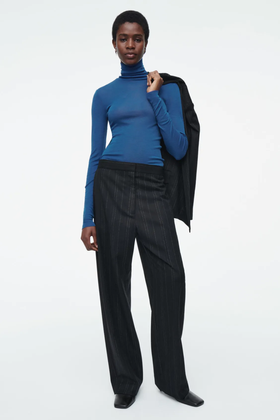 COS MERINO WOOL TURTLENECK TOP BRIGHT BLUE Best Sale