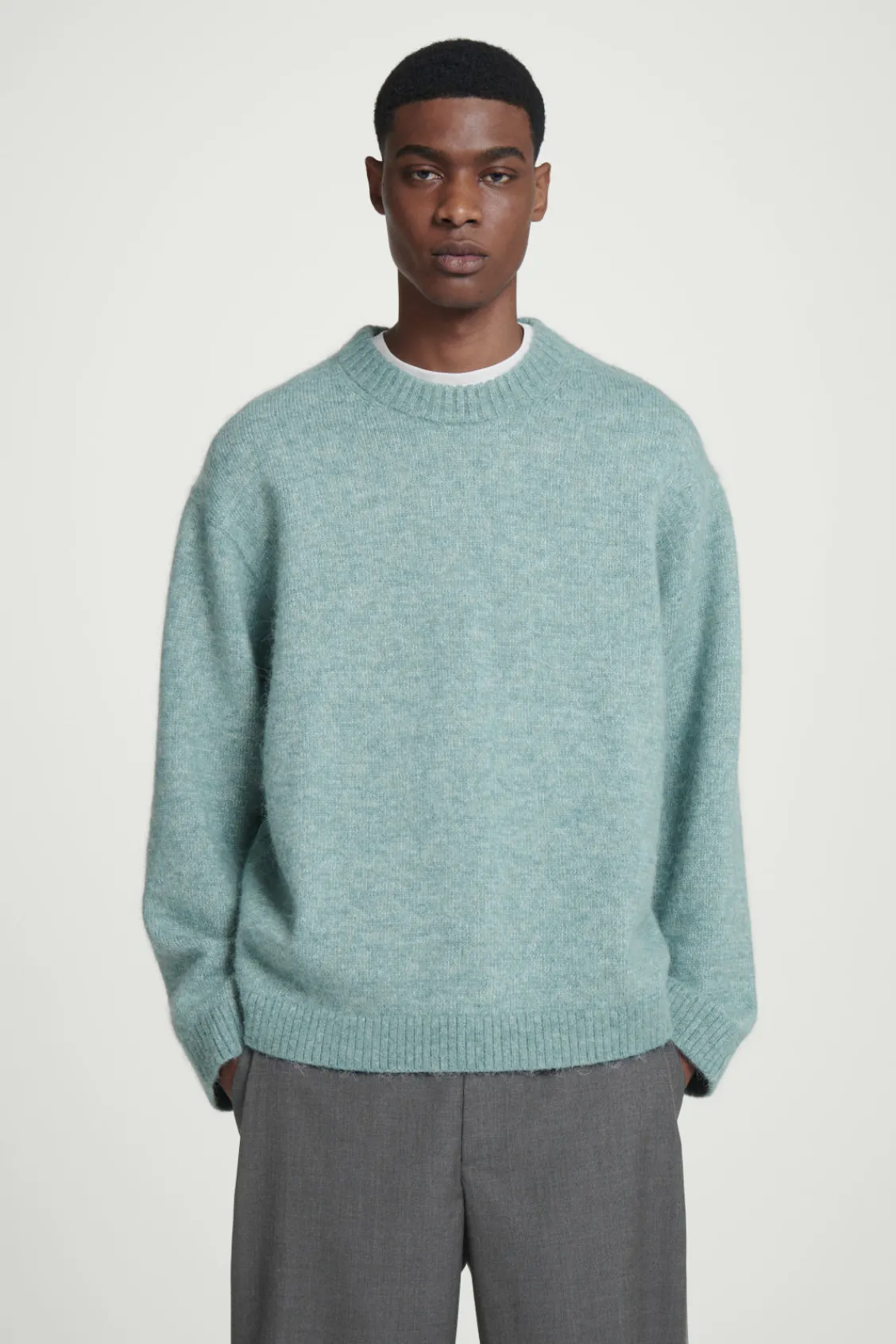 COS OVERSIZED ALPACA-BLEND SWEATER BLUE MÉLANGE Hot