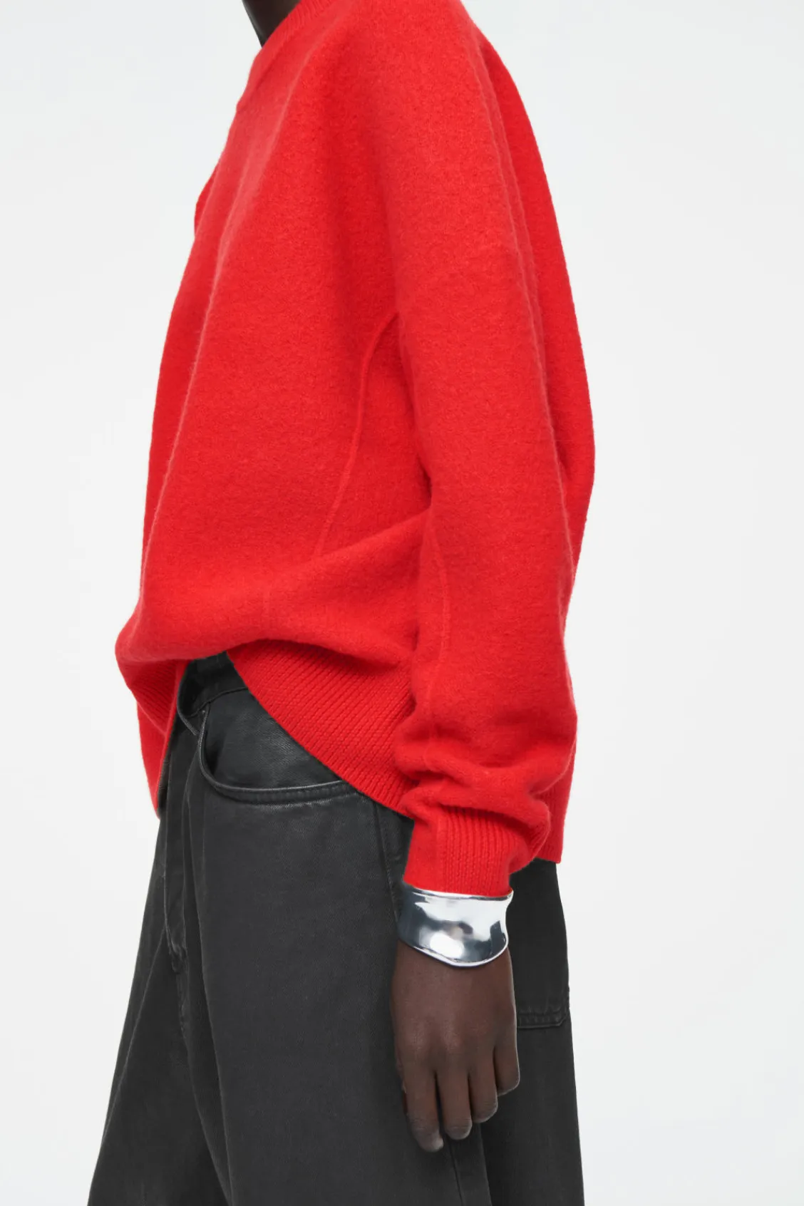 COS OVERSIZED BOILED MERINO WOOL SWEATER BRIGHT RED Cheap