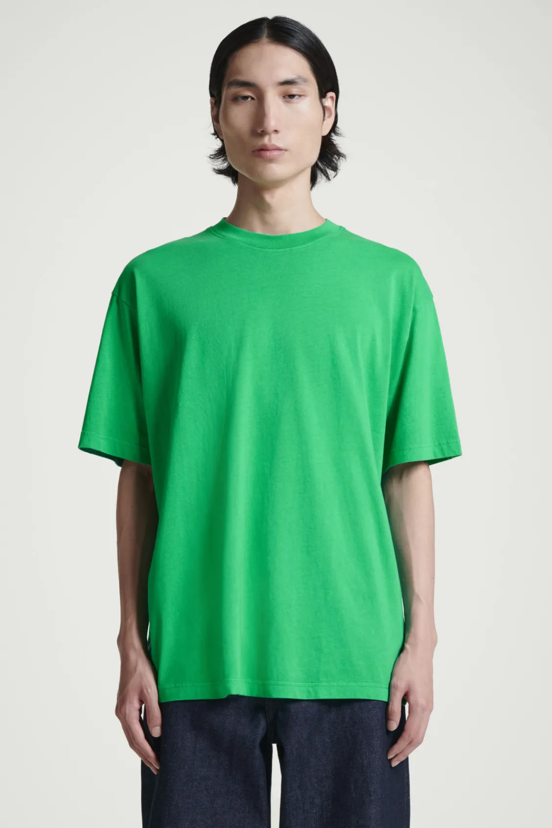 COS OVERSIZED COTTON T-SHIRT GREEN Discount