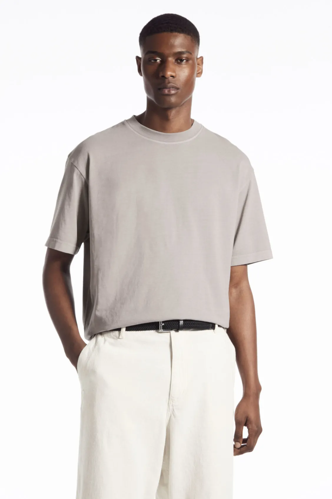 COS OVERSIZED COTTON T-SHIRT STONE Discount