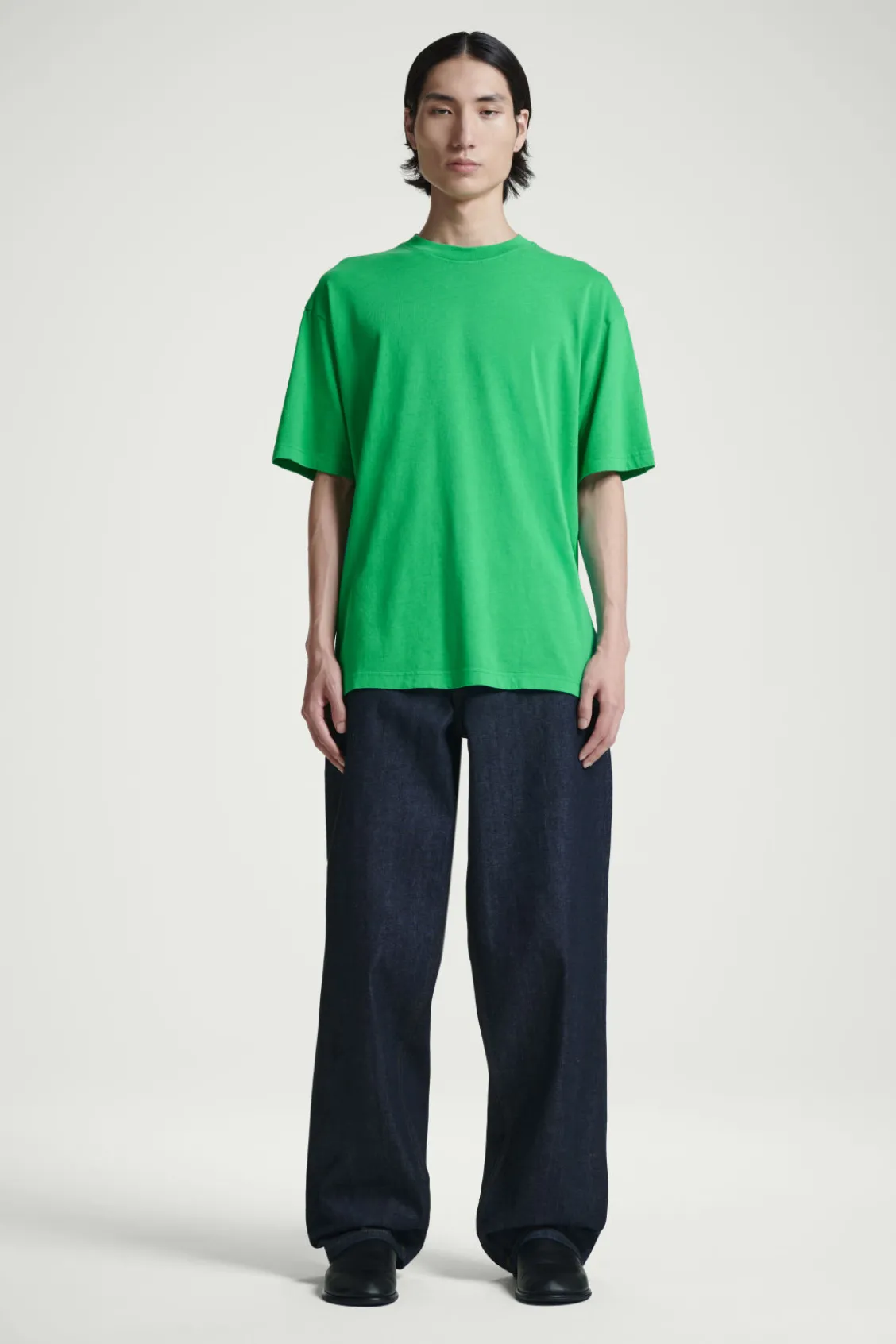 COS OVERSIZED COTTON T-SHIRT GREEN Discount