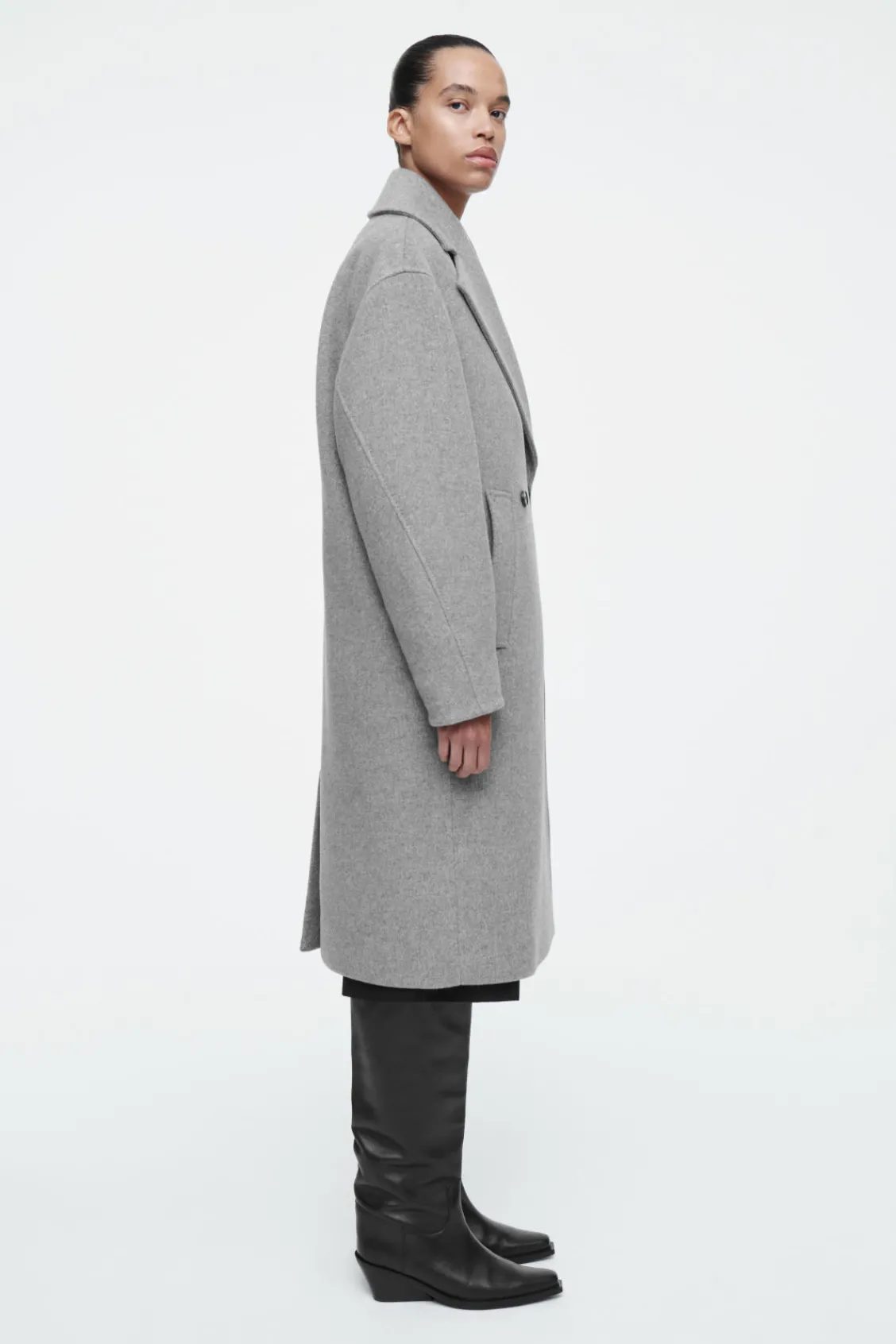 COS OVERSIZED DOUBLE-BREASTED WOOL COAT GRAY Hot