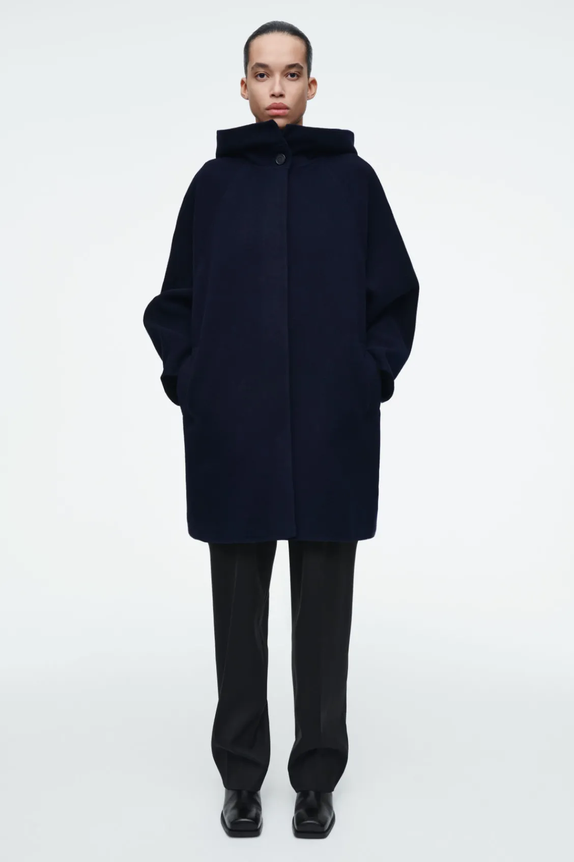 COS OVERSIZED DOUBLE-FACED WOOL COAT NAVY Cheap