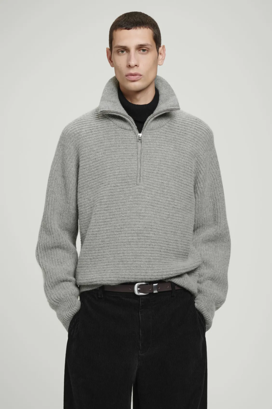 COS OVERSIZED FUNNEL-NECK ALPACA JUMPER GRAY Best Sale