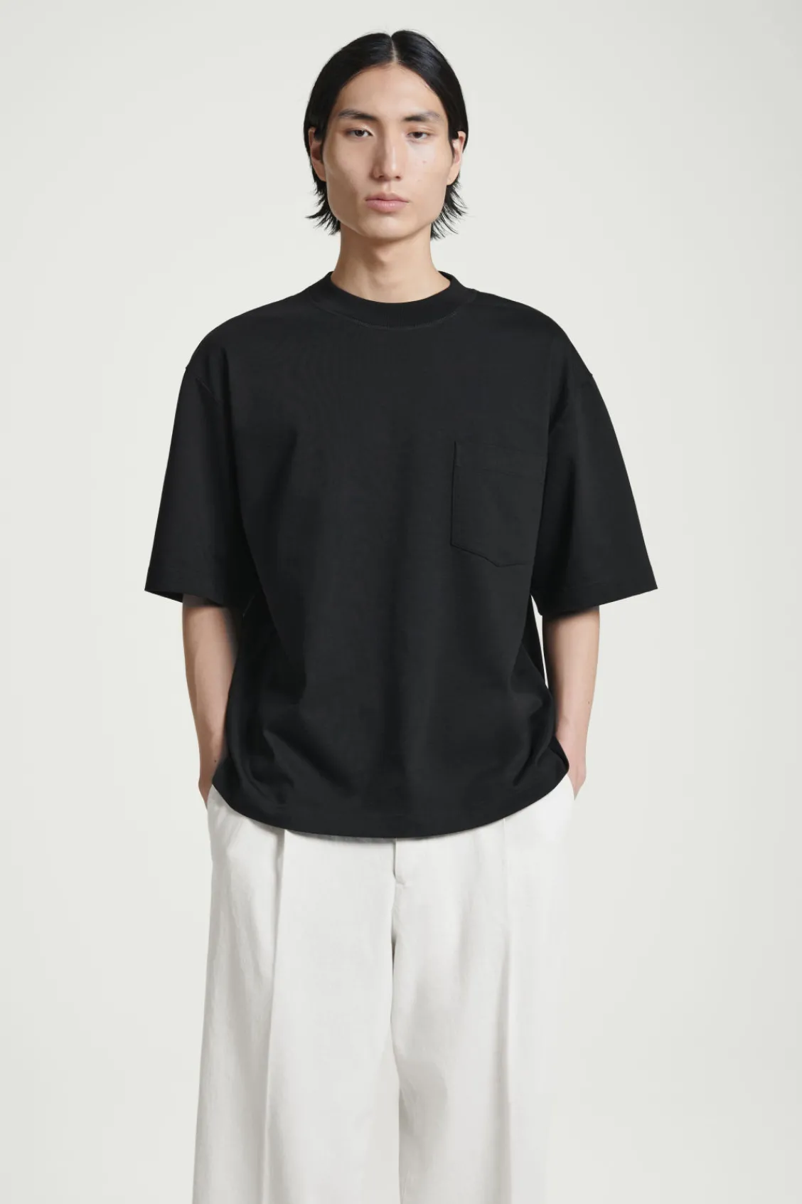 COS OVERSIZED HEAVYWEIGHT COTTON T-SHIRT BLACK Sale