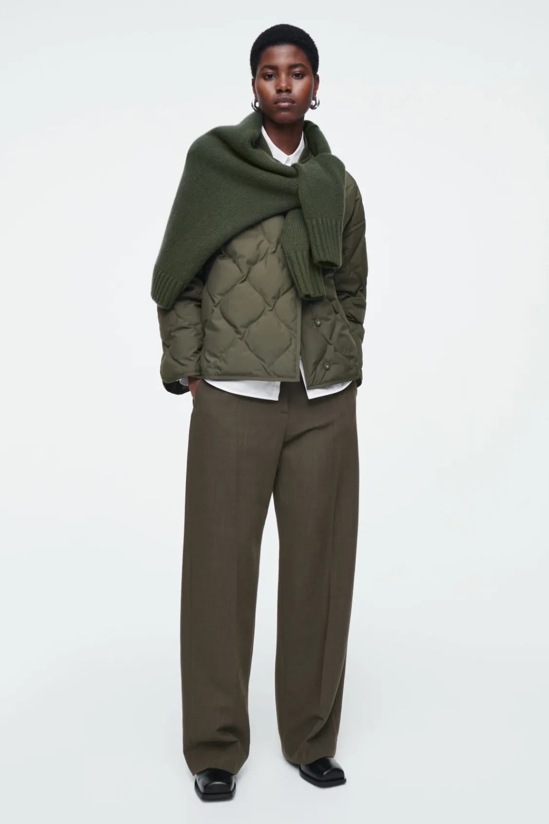 COS OVERSIZED QUILTED JACKET DARK KHAKI Best