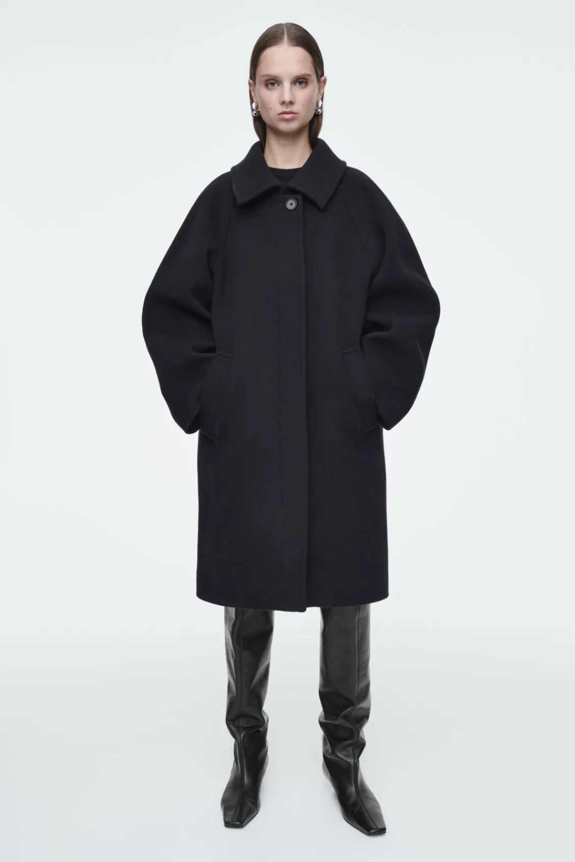 COS OVERSIZED SINGLE-BREASTED WOOL COAT NAVY Fashion