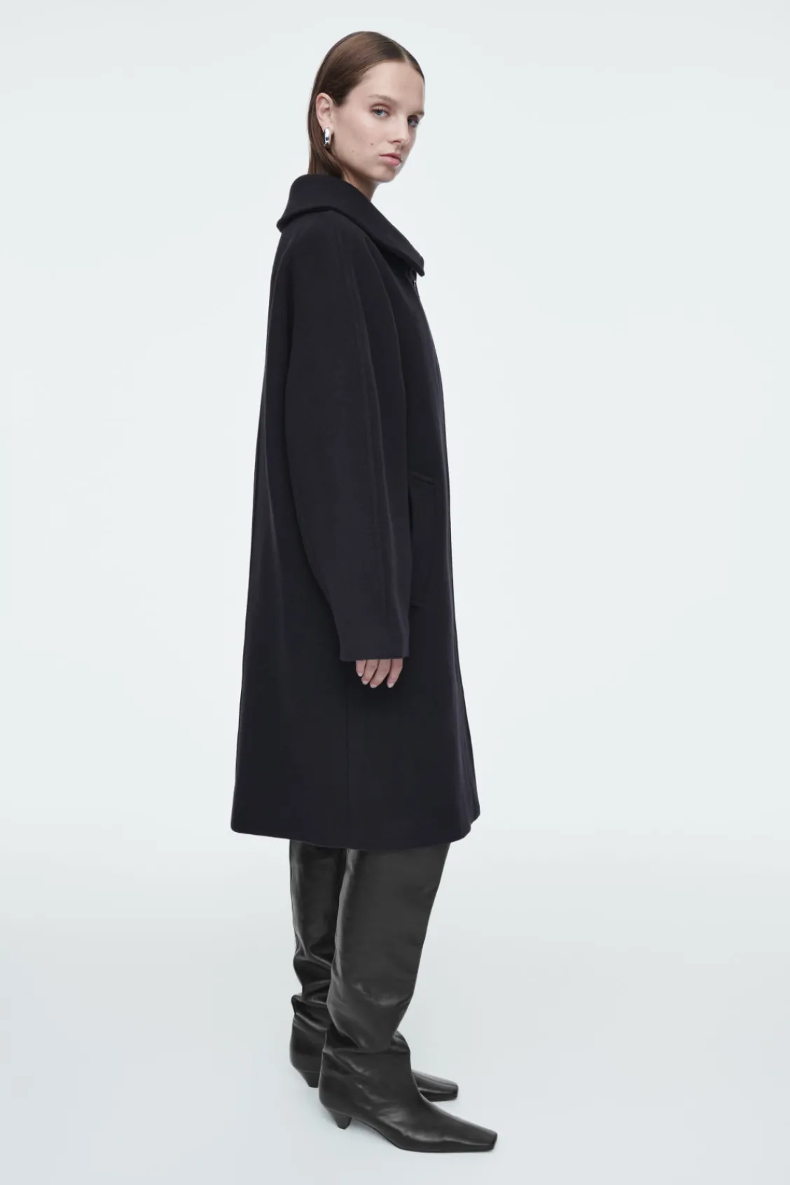 COS OVERSIZED SINGLE-BREASTED WOOL COAT NAVY Fashion