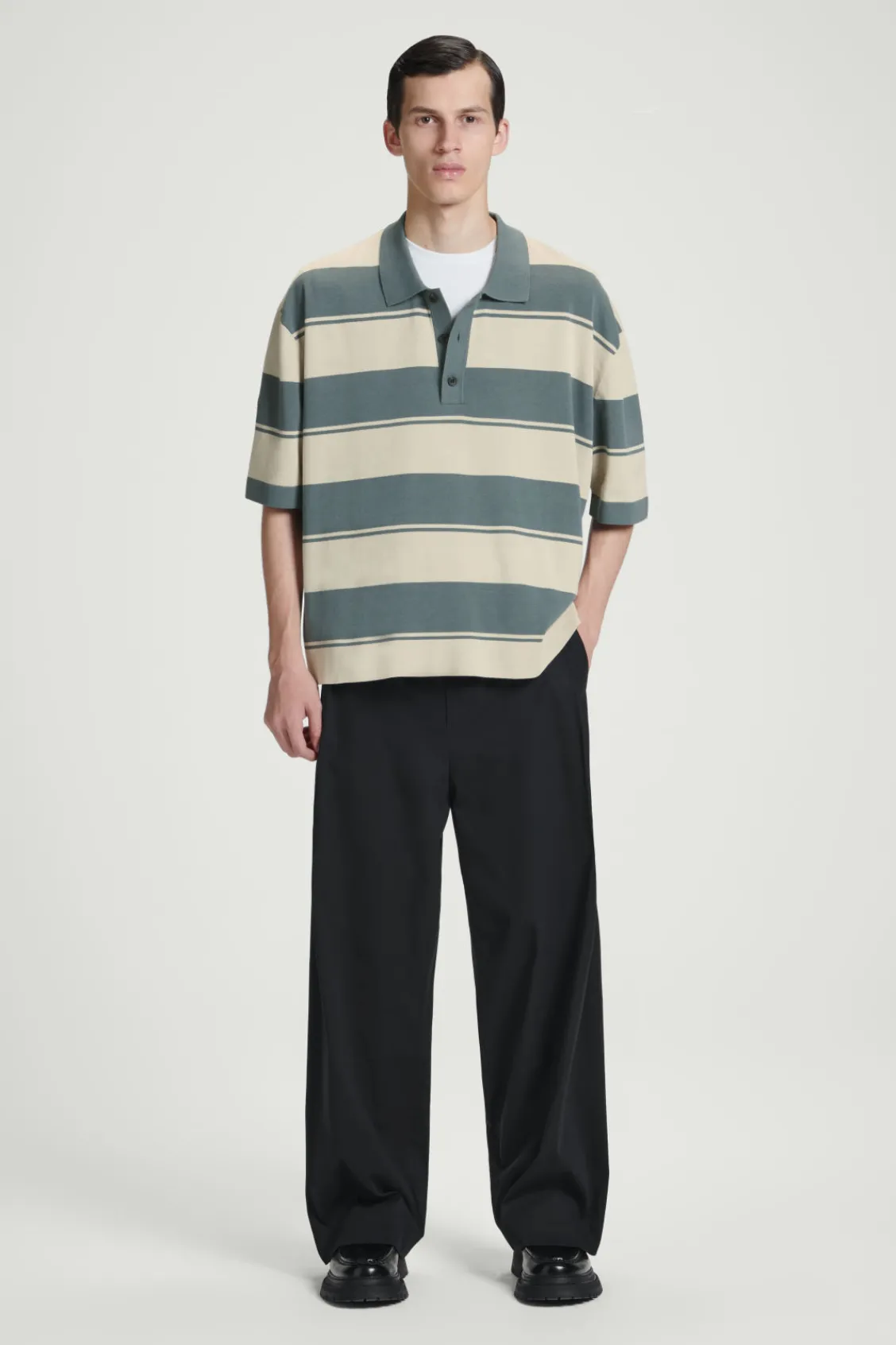 COS OVERSIZED STRIPED POLO SHIRT TURQUOISE / STRIPED Fashion