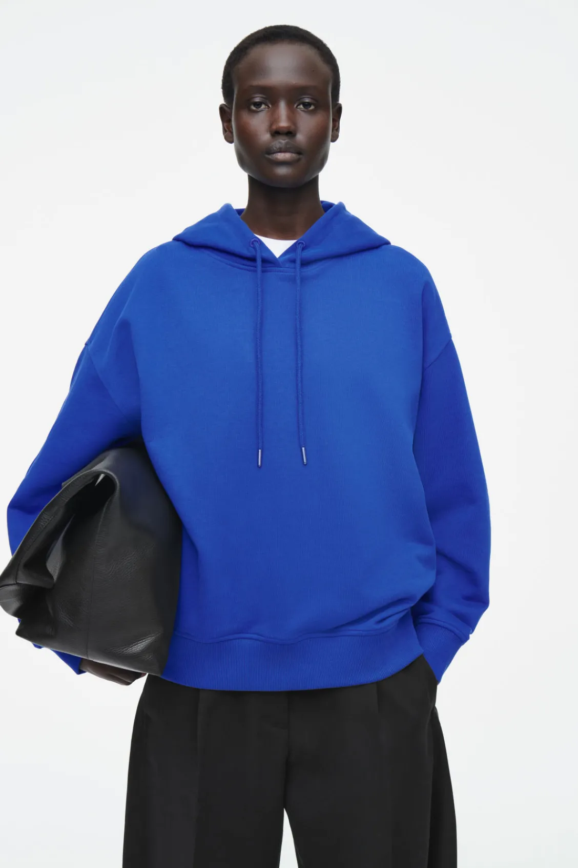 COS OVRESIZED JERSEY HOODIE COBALT BLUE Flash Sale